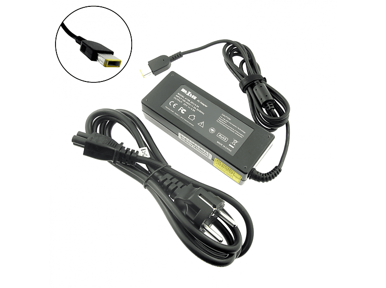 MTXTEC Netzteil, 20V, 4.5A für LENOVO ThinkPad Edge E445 (20B1), 90W, Stecker 11 x 4 mm rechteckig Notebook-Netzteil 90 Watt