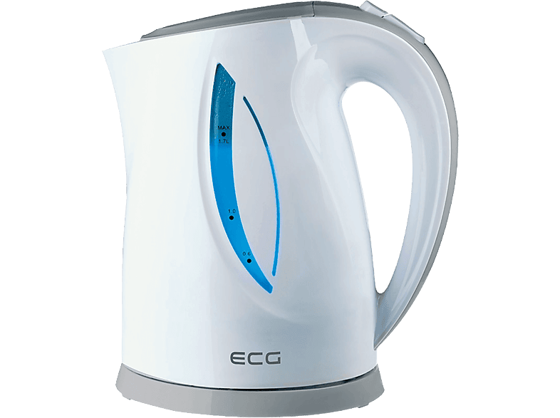 ECG Wasserkocher RK 1758 grau | Drehsockel Grau-weiß | 1.7 L Volumen 360° | Kalkfilter Wasserkocher
