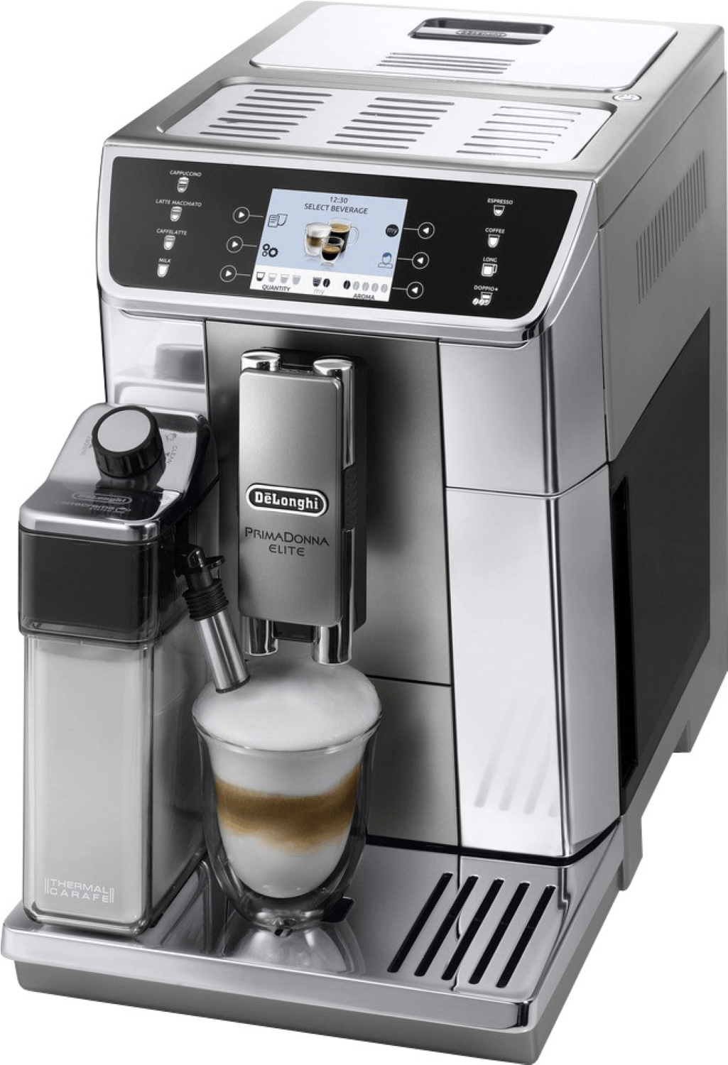 Delonghi Cafetera Primadonna elite ecam 650.55.ms acabado en acero inoxidable potencia 1450w capacidad 2 litros color plata donna independiente totalmente espresso negroacero 2l combinada 650.55 express 1450 ecam650.55.ms