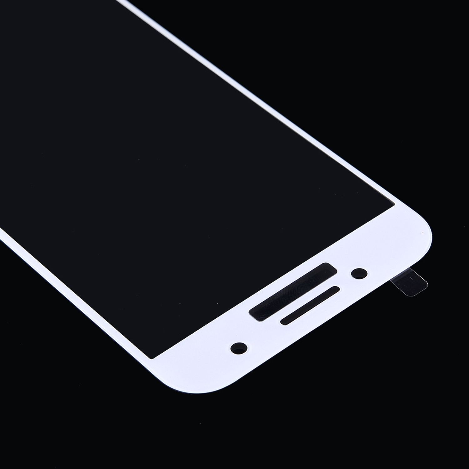 Weißer Smartphone-Bildschirm mit schwarzer Anzeige, zeigt den unteren Teil, auf schwarzem Hintergrund.