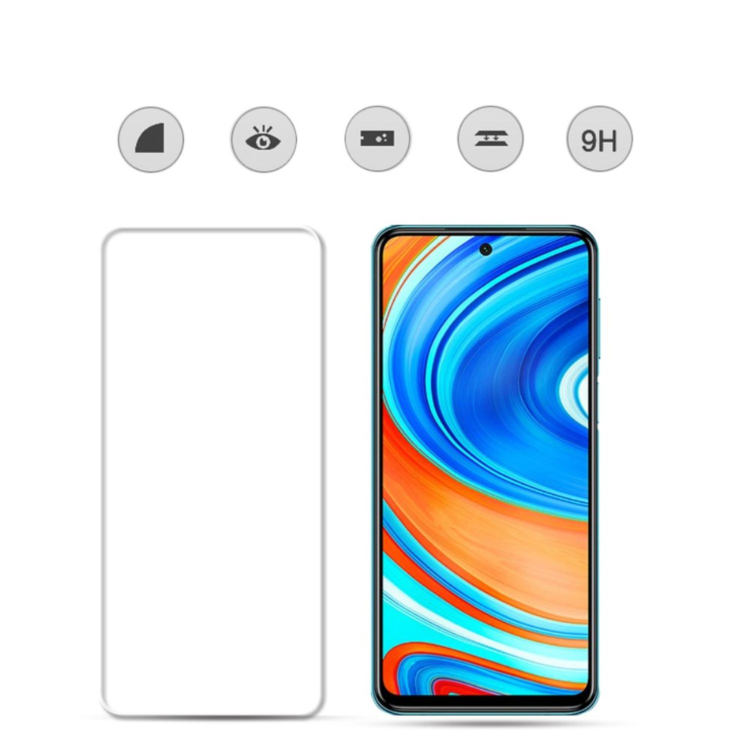 Ein Displayschutz und ein Telefon. Das Telefon hat einen Displayschutz auf dem Bildschirm.