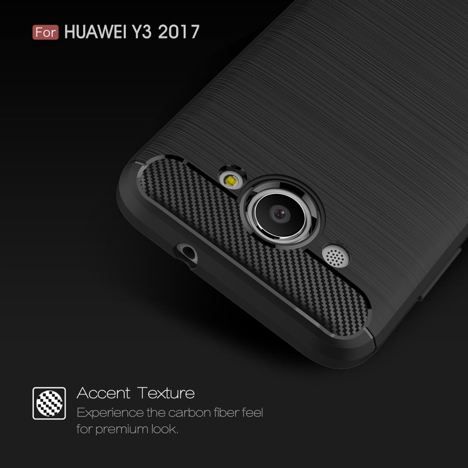 Backcover, DESIGN KÖNIG Huawei, Carbon (2017), Y3 Optik, Handyhülle Grau