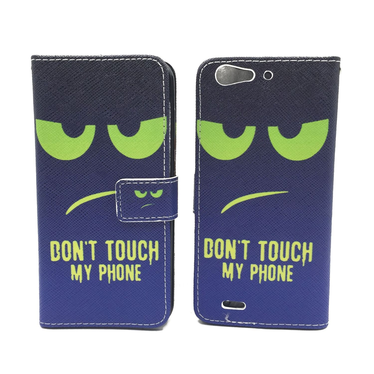 Handyhülle mit bösen Augen und dem Text 'DON'T TOUCH MY PHONE'.