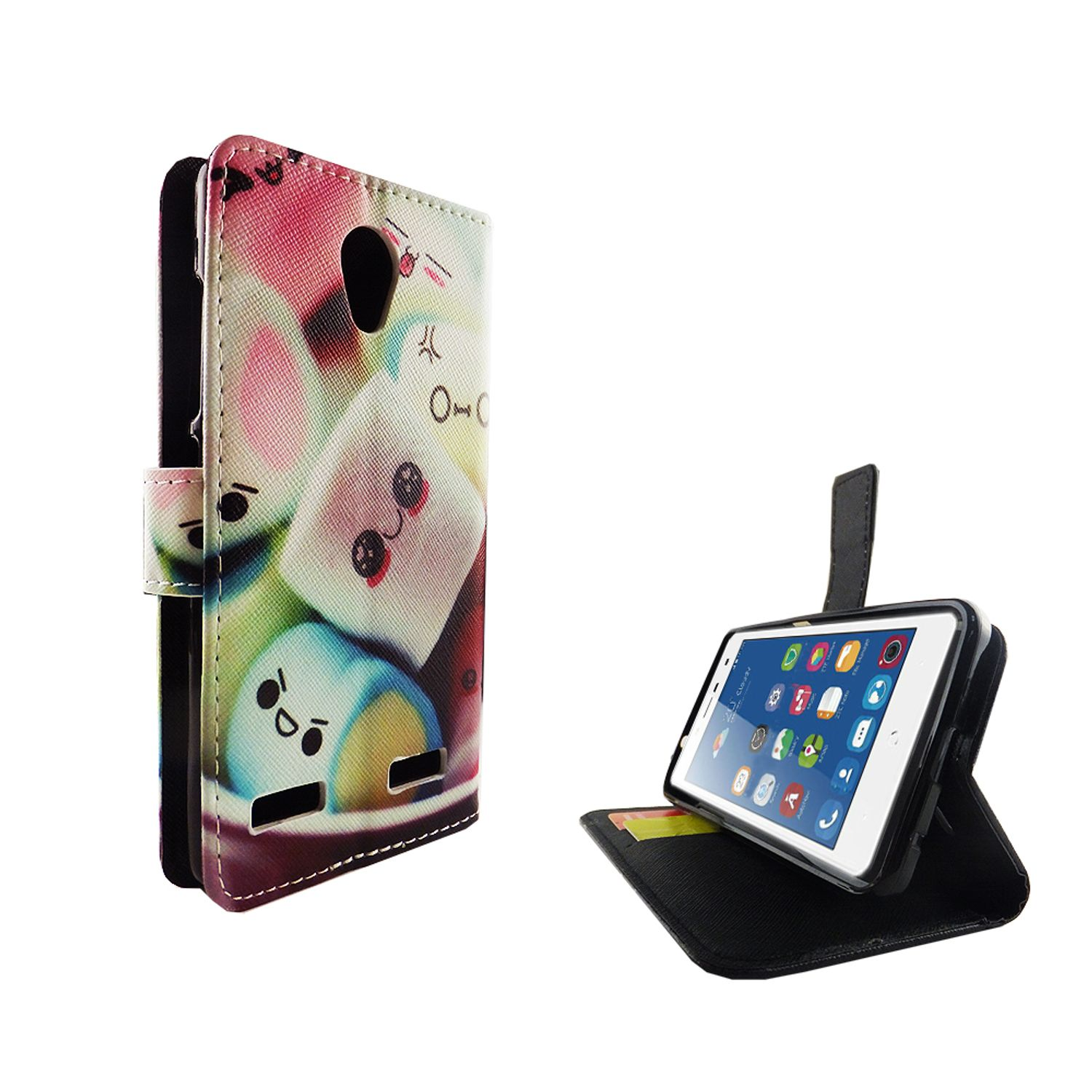 Handyhülle mit Marshmallow-Design, Telefon darin.