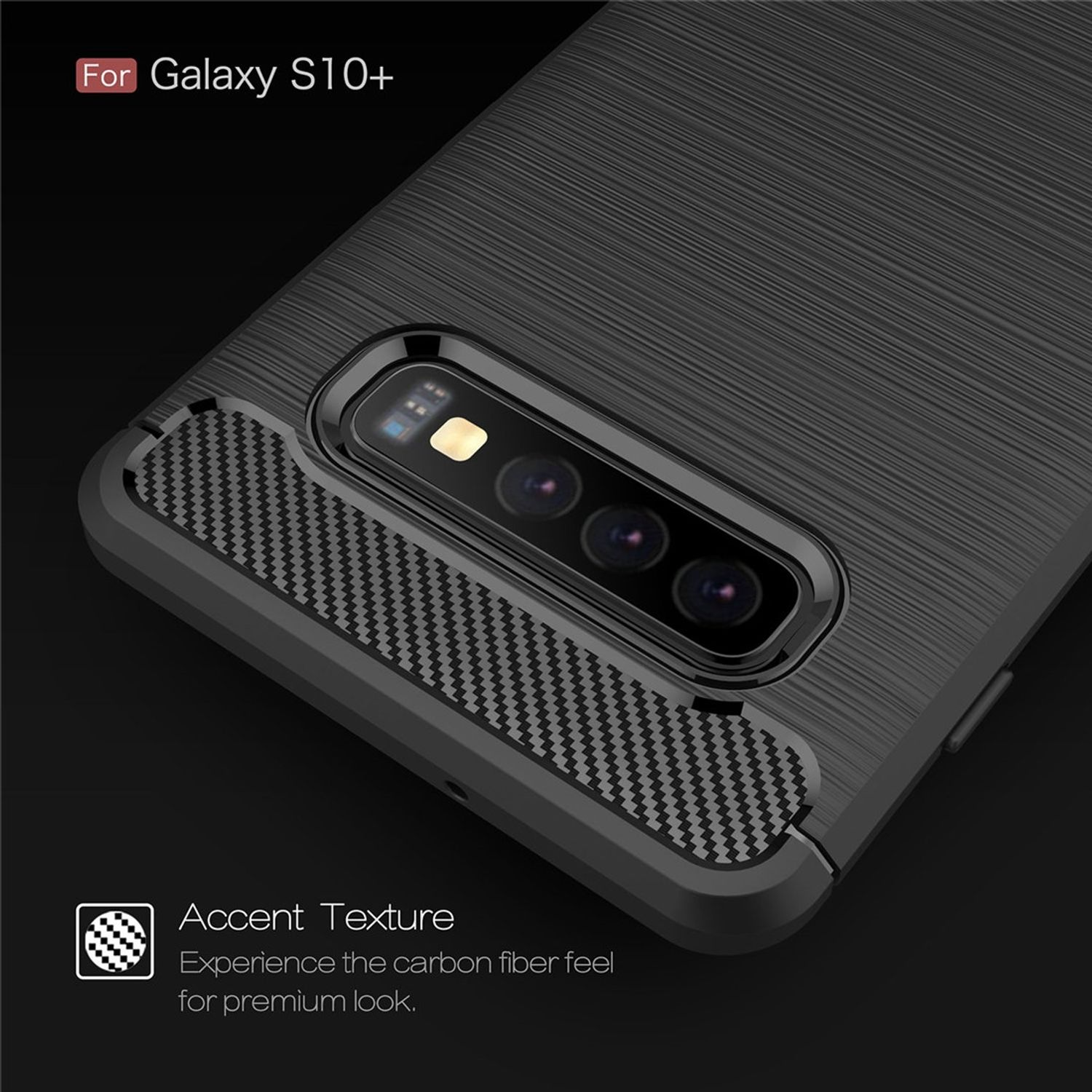 S10 Samsung, KÖNIG Grau Backcover, Plus, Handyhülle Optik, DESIGN Galaxy Carbon