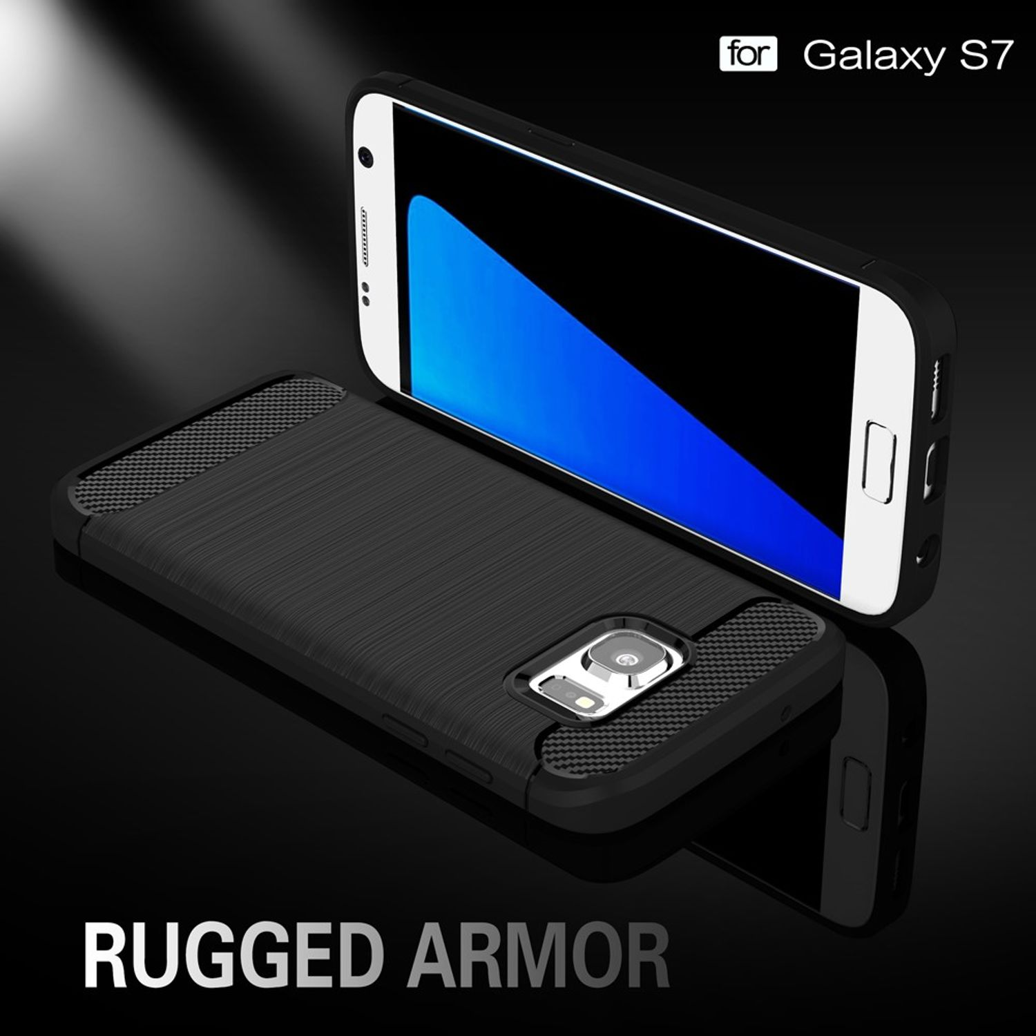 KÖNIG DESIGN Handyhülle Carbon Optik, Samsung, Blau Backcover, Galaxy S7