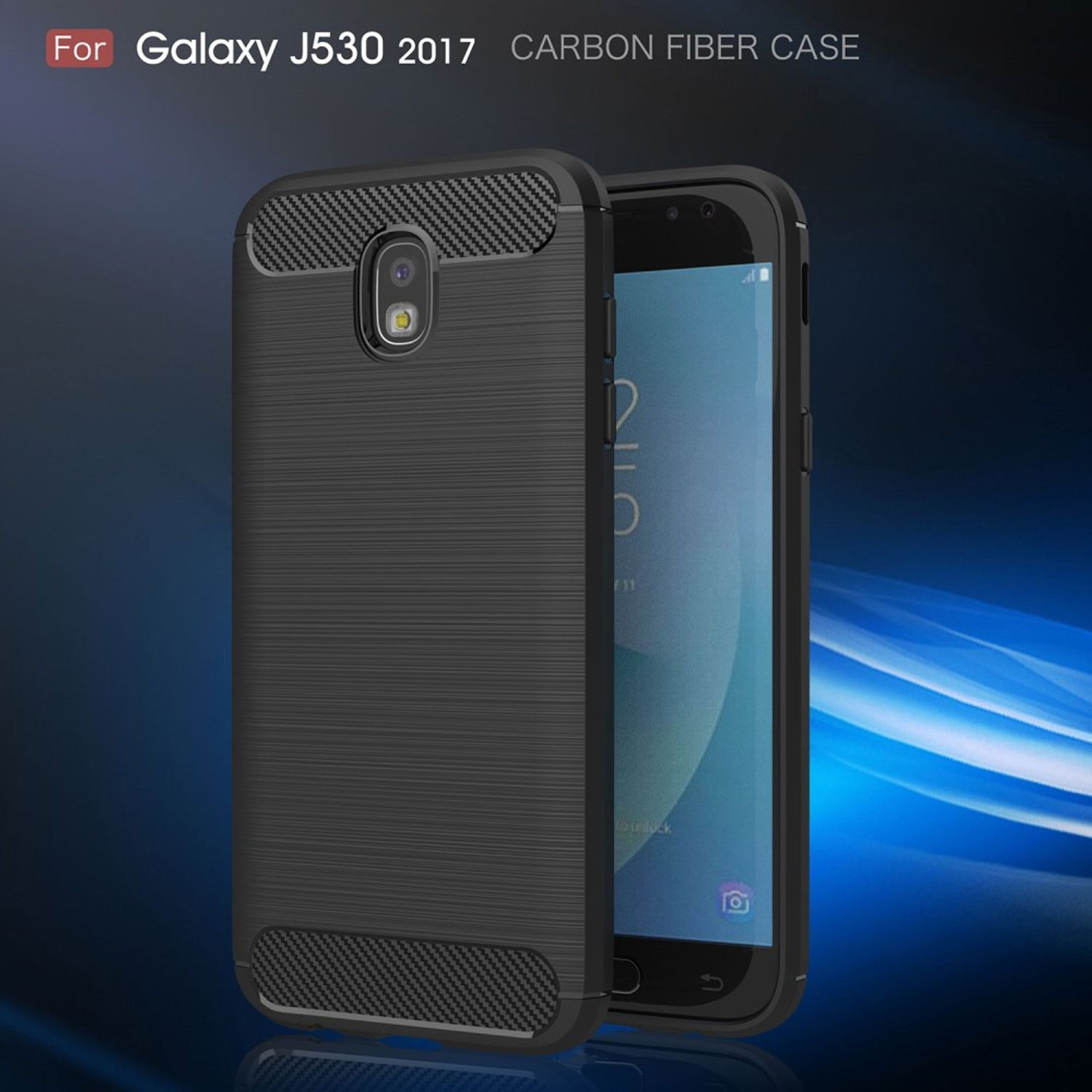 KÖNIG DESIGN Handyhülle Carbon Optik, Schwarz Galaxy Backcover, J5 (2017), Samsung