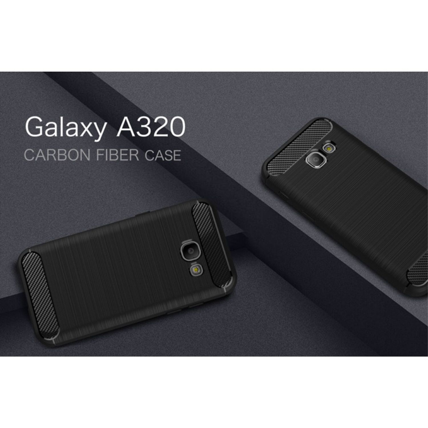 Optik, Handyhülle KÖNIG Samsung, DESIGN (2017), Galaxy Blau A3 Carbon Backcover,