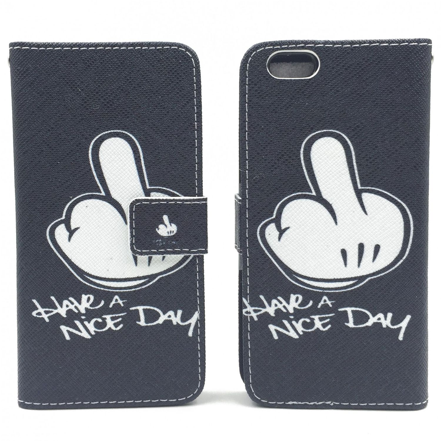 Handyhülle mit Mittelfinger-Design. Der Text lautet 'Have a Nice Day'.
