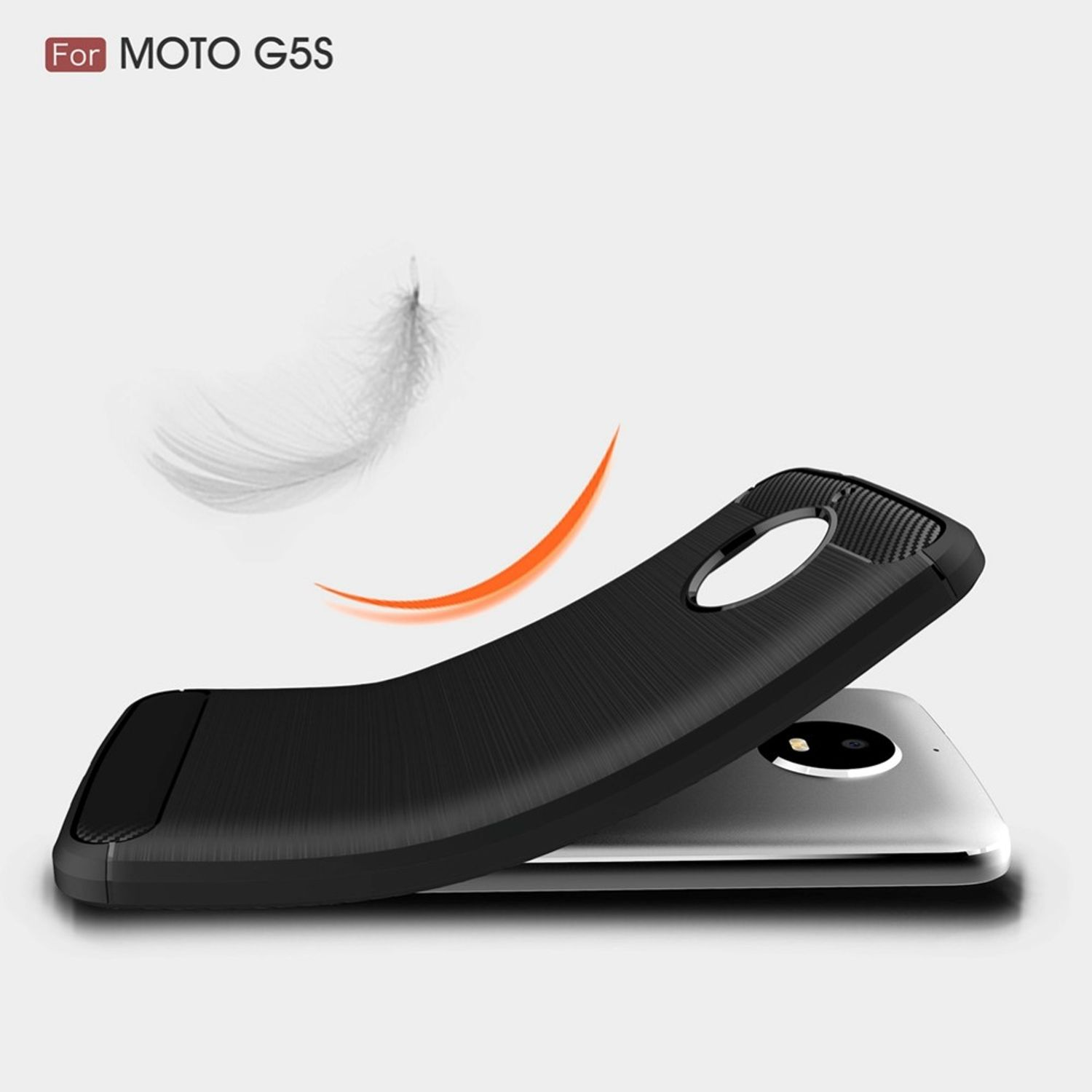 Backcover, DESIGN Optik, Motorola, Carbon G5S, KÖNIG Moto Schwarz Handyhülle