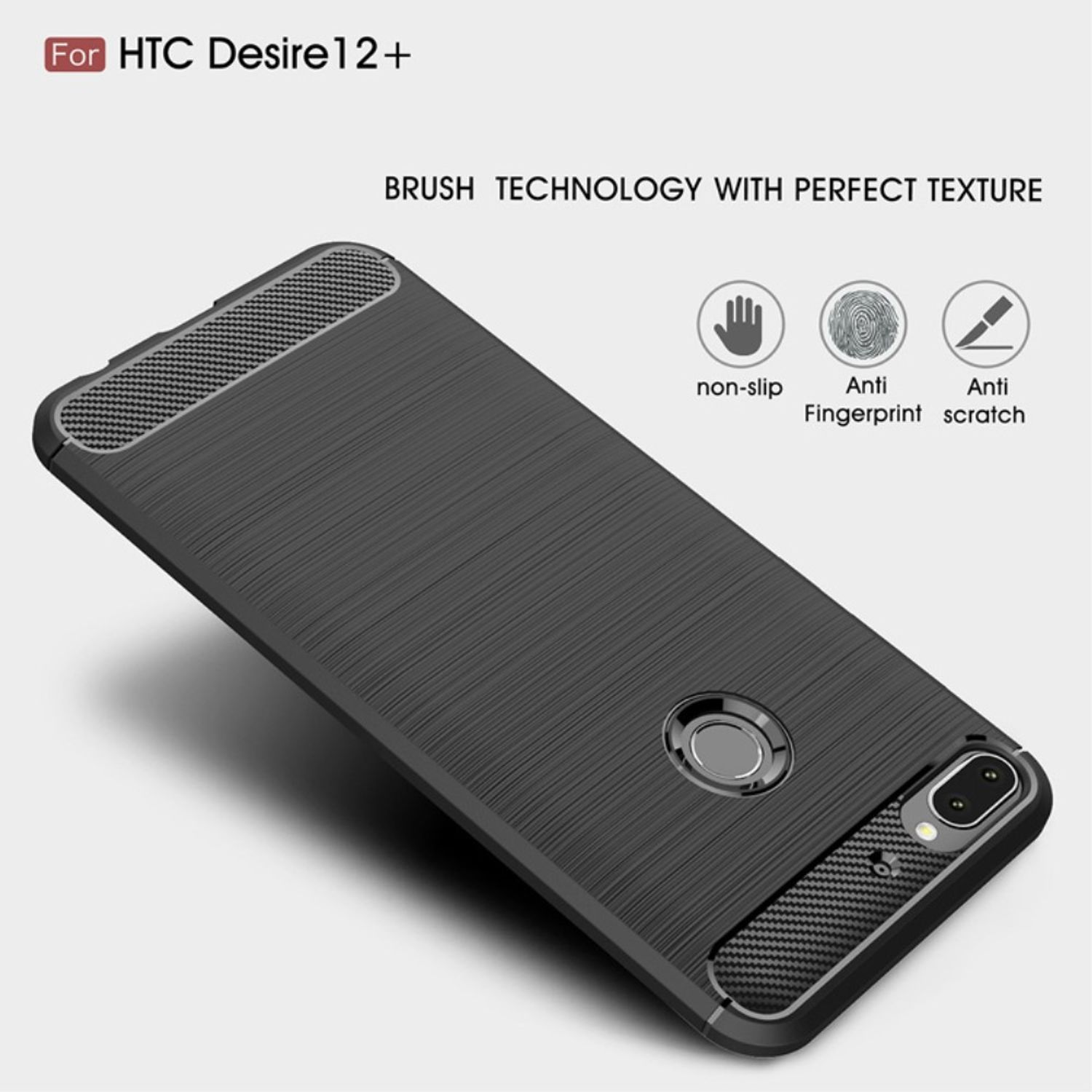 Plus, Schwarz Backcover, Desire 12 Carbon Optik, HTC, KÖNIG Handyhülle DESIGN