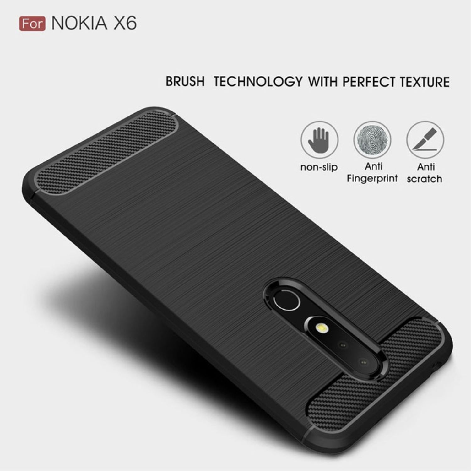 X6, KÖNIG Backcover, Optik, DESIGN Handyhülle Nokia, Grau Carbon