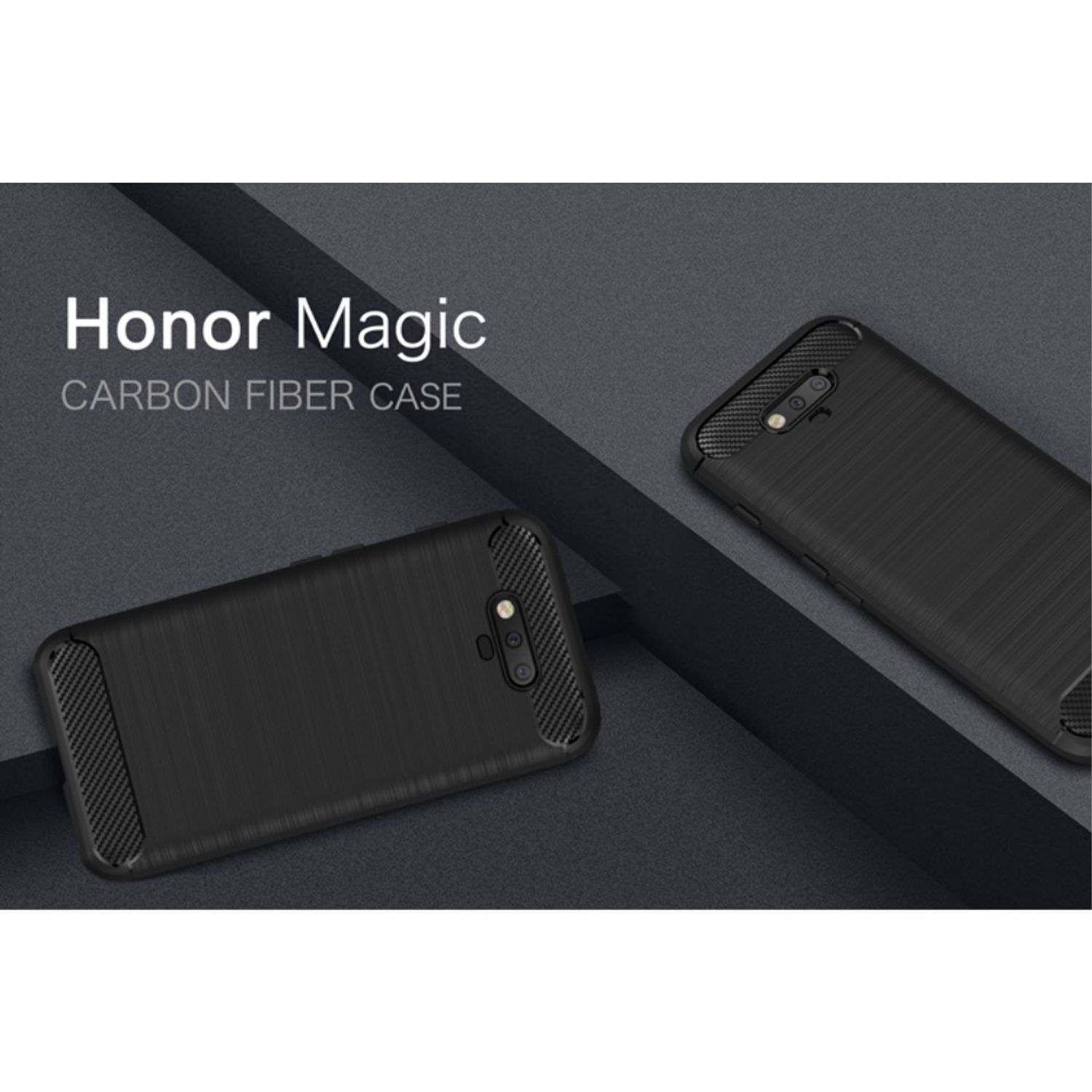 Blau Backcover, DESIGN Optik, Magic, Honor Huawei, KÖNIG Handyhülle Carbon