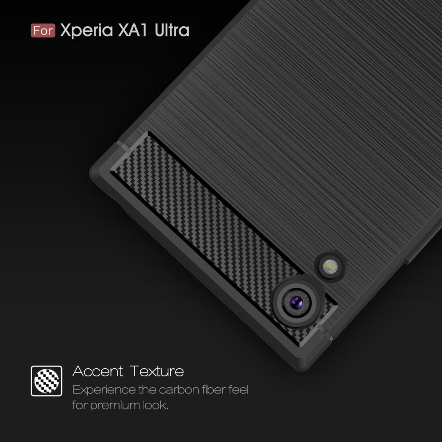 Carbon KÖNIG Grau Ultra, Optik, Handyhülle Backcover, Xperia Sony, DESIGN XA1