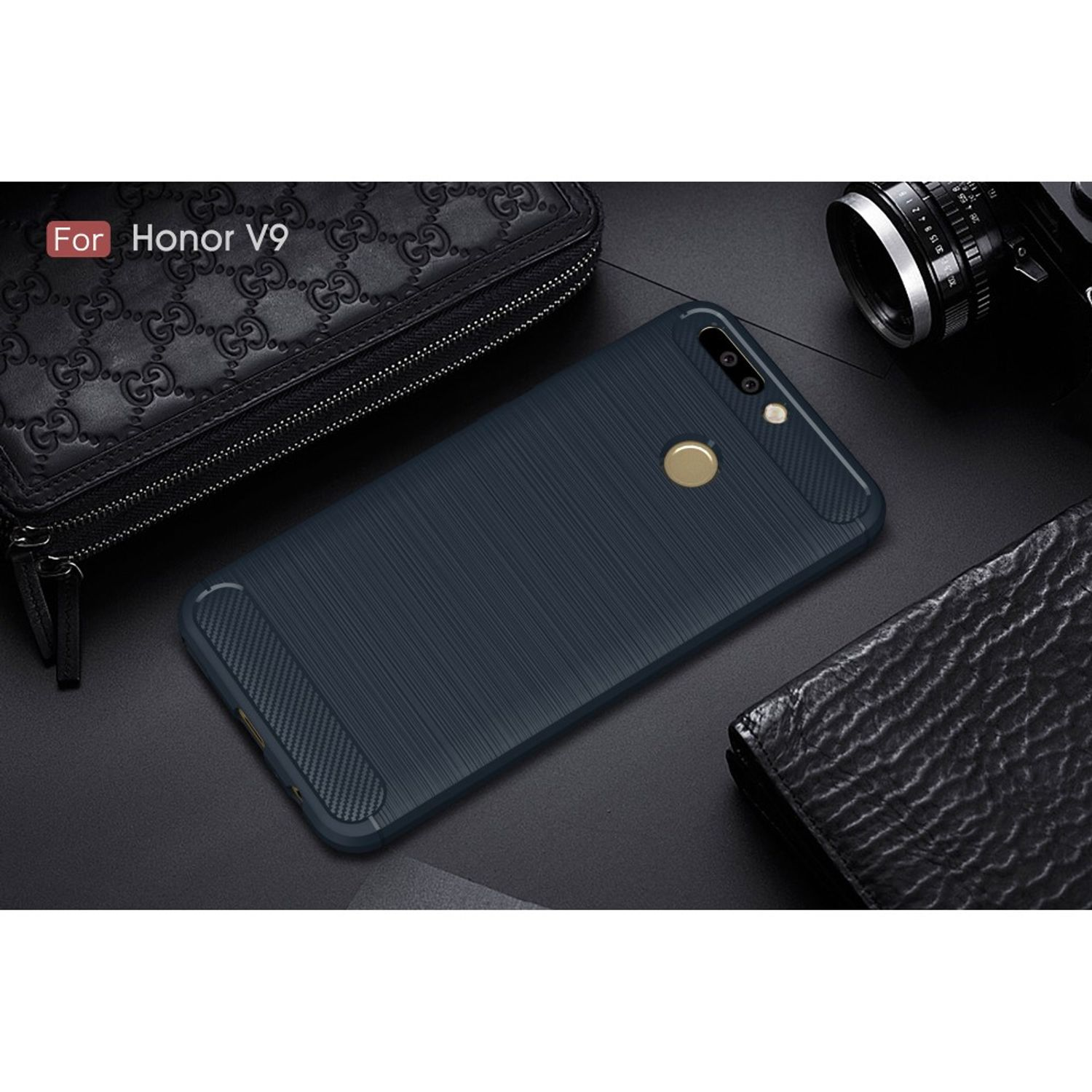 KÖNIG DESIGN Handyhülle 8 Pro, Optik, Carbon Note Huawei, Backcover, Honor Blau