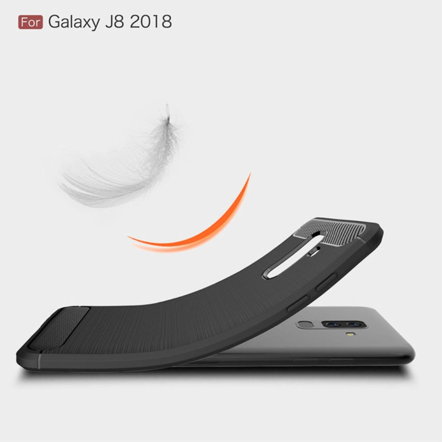 KÖNIG DESIGN (2018), Handyhülle Samsung, Backcover, Carbon Schwarz Optik, J8 Galaxy