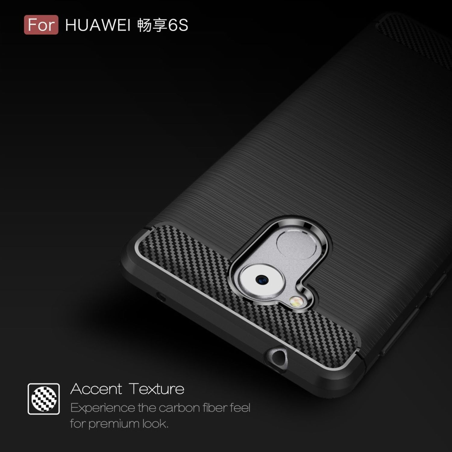 Huawei, Grau Optik, KÖNIG Backcover, Handyhülle Enjoy 6s, Carbon DESIGN
