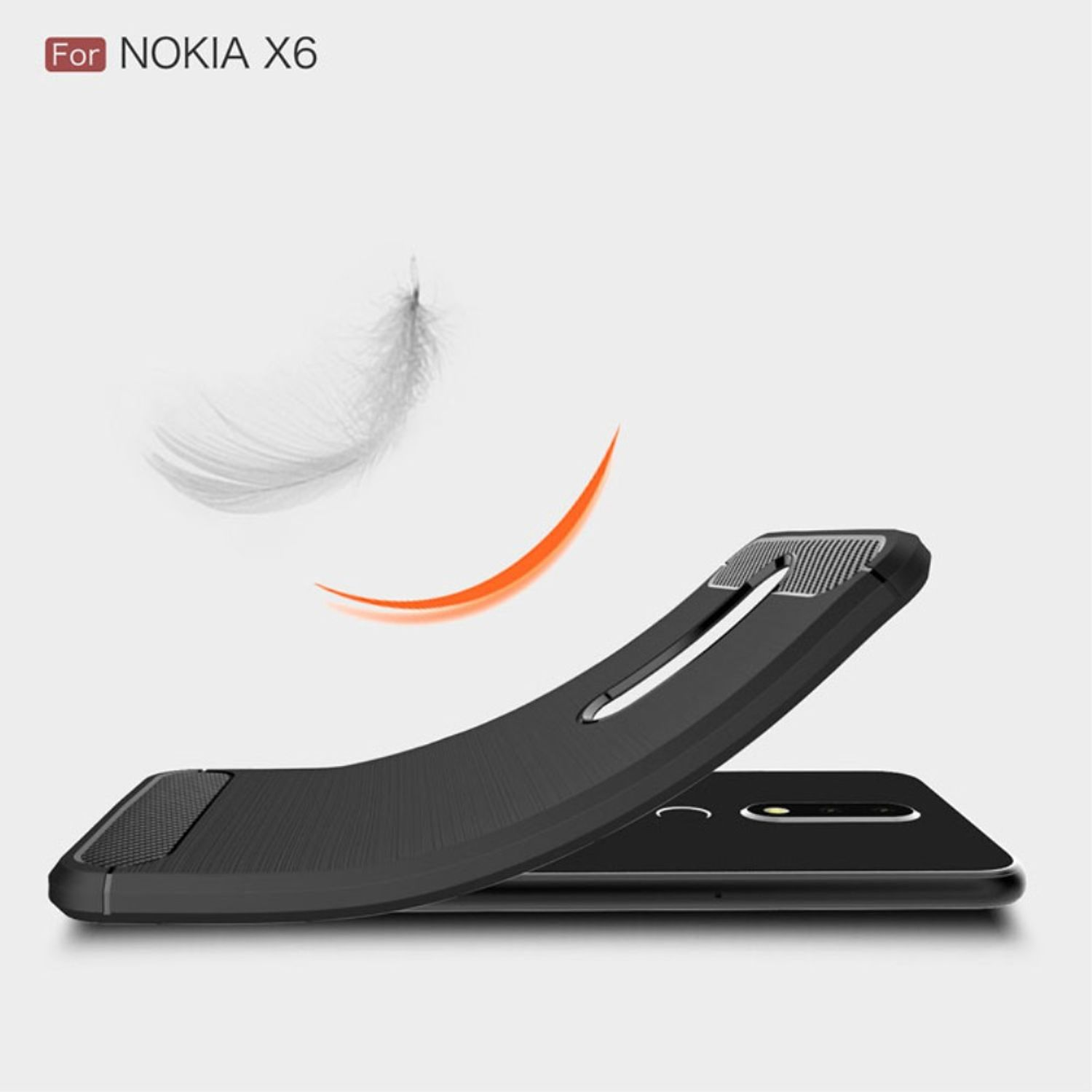 Optik, Nokia, DESIGN Handyhülle KÖNIG X6, Backcover, Schwarz Carbon