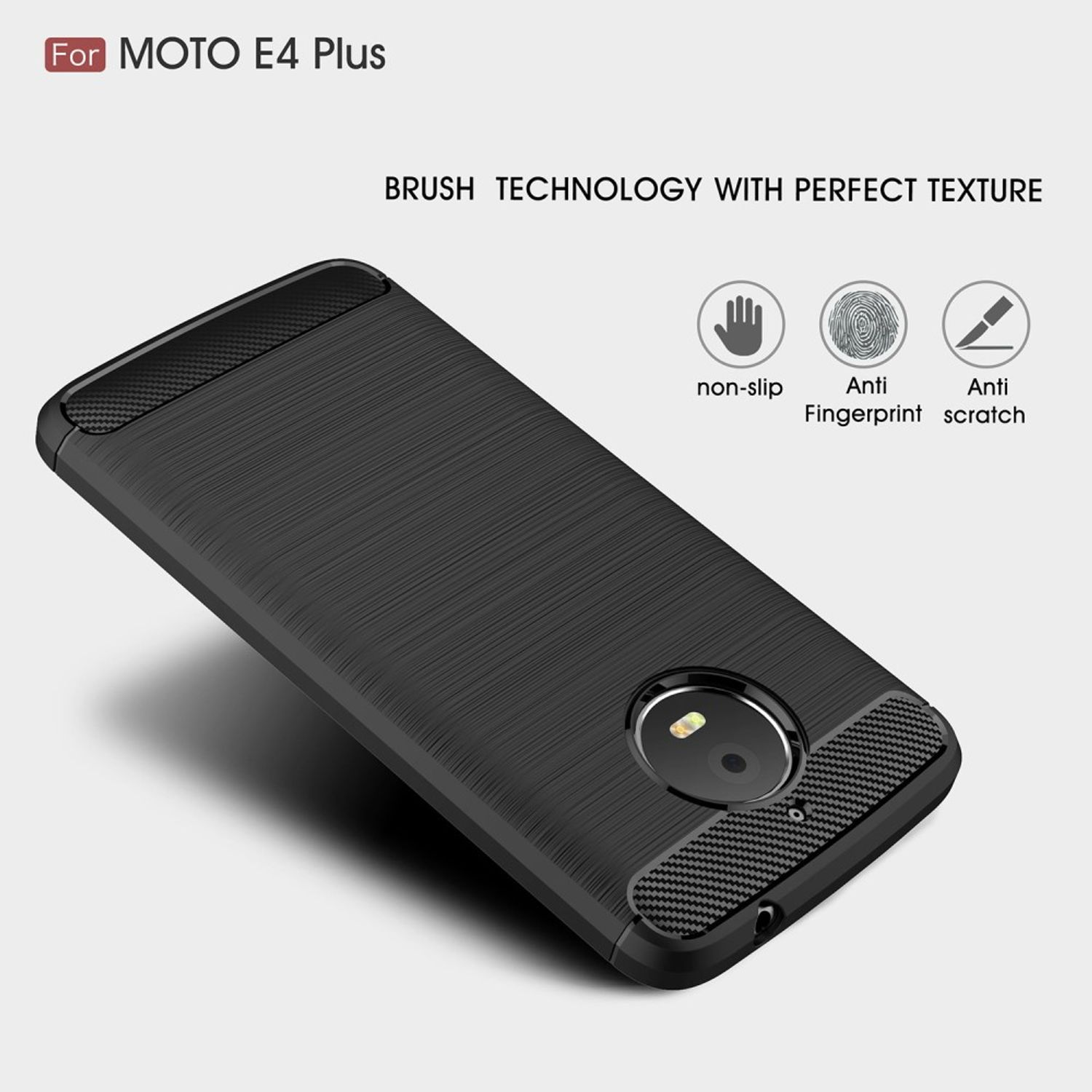 DESIGN Carbon Motorola, Handyhülle Backcover, Optik, Plus, KÖNIG Moto E4 Schwarz