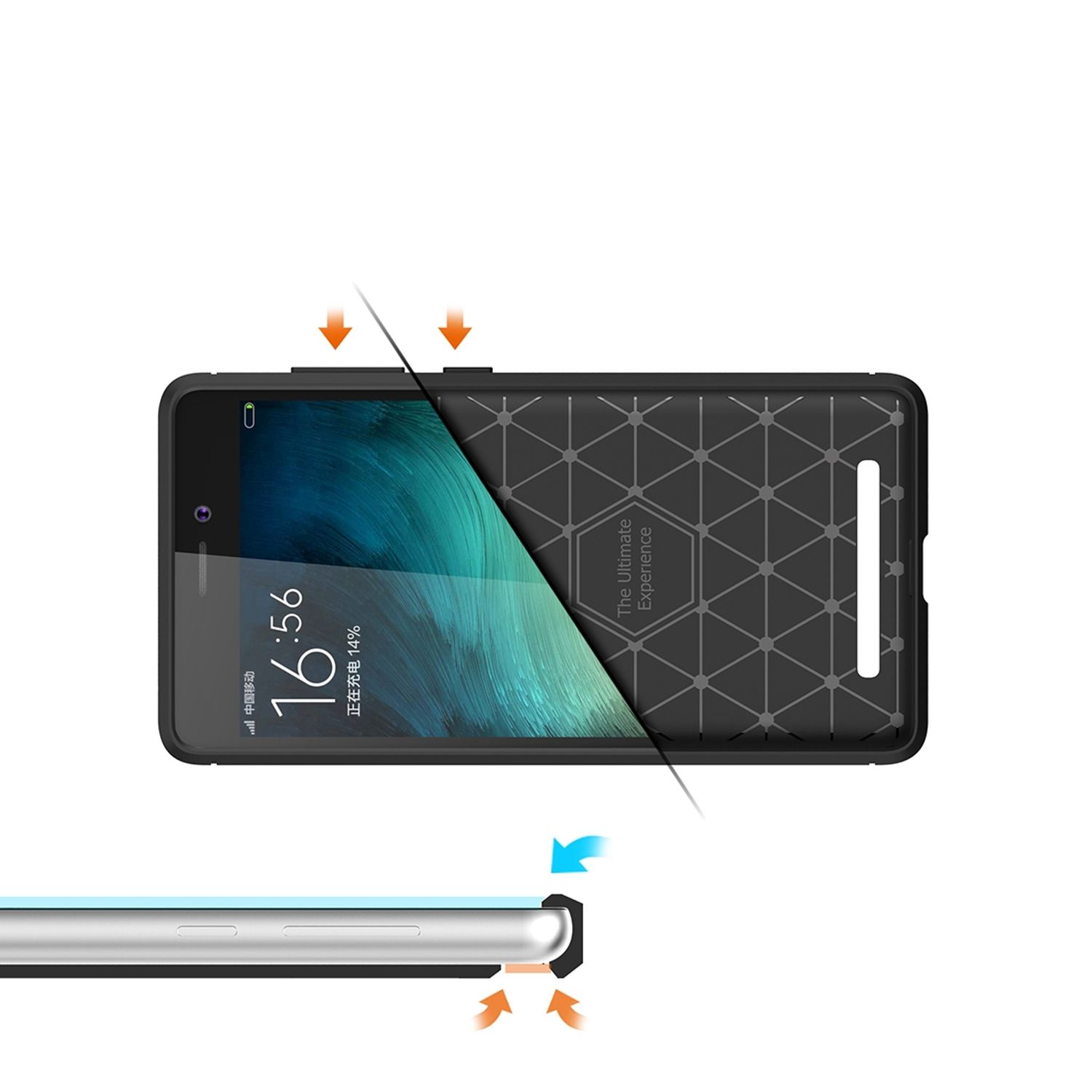 KÖNIG DESIGN Handyhülle Carbon Optik, Redmi 3s, Grau Xiaomi, Backcover