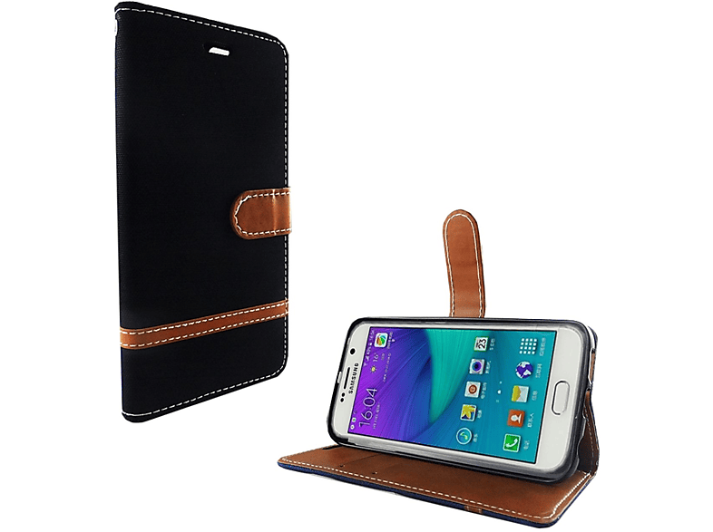 Edge, S6 Galaxy Samsung, Schutzhülle, Bookcover, KÖNIG DESIGN Schwarz