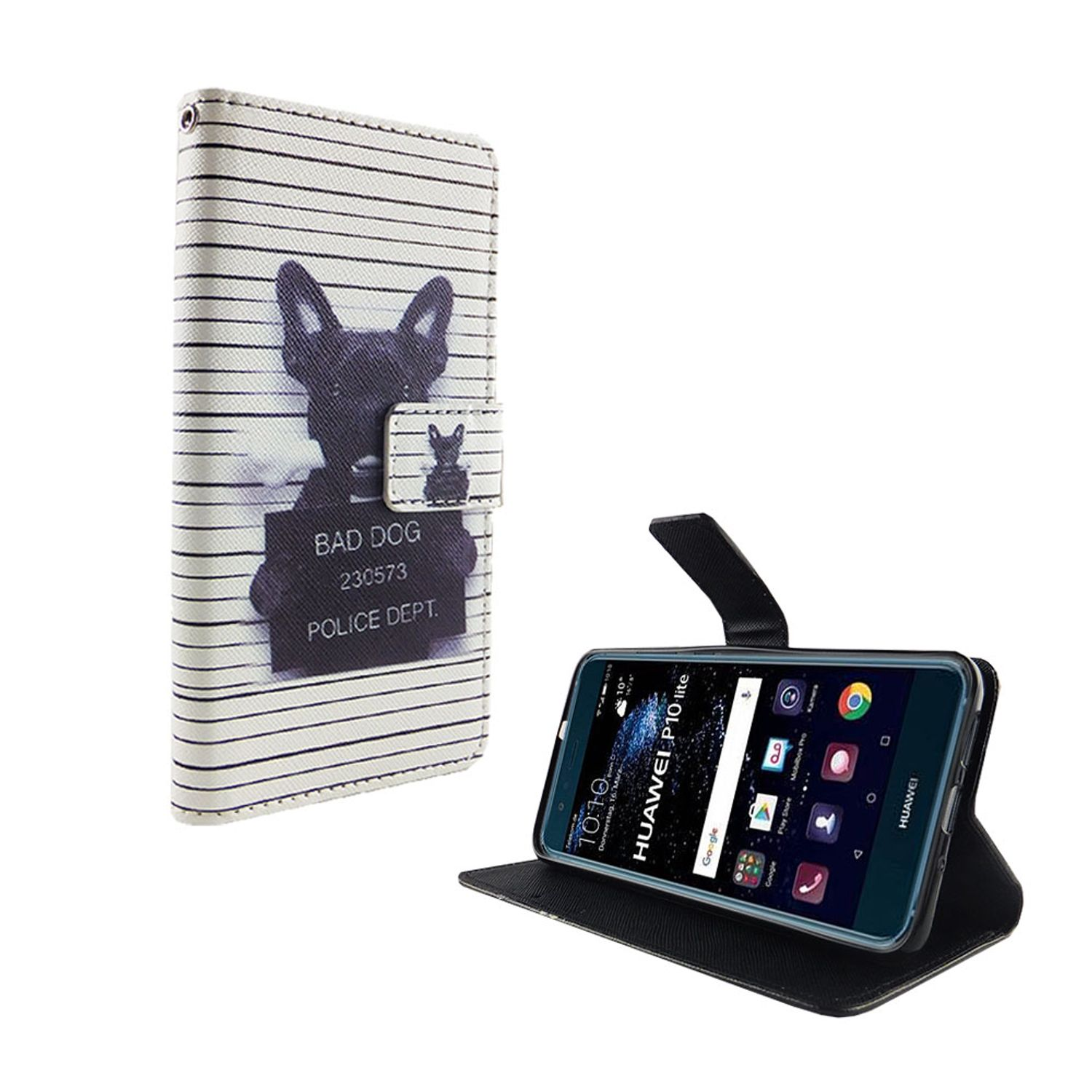 Handyhülle mit einem Hunde-Fahndungsfoto-Design.