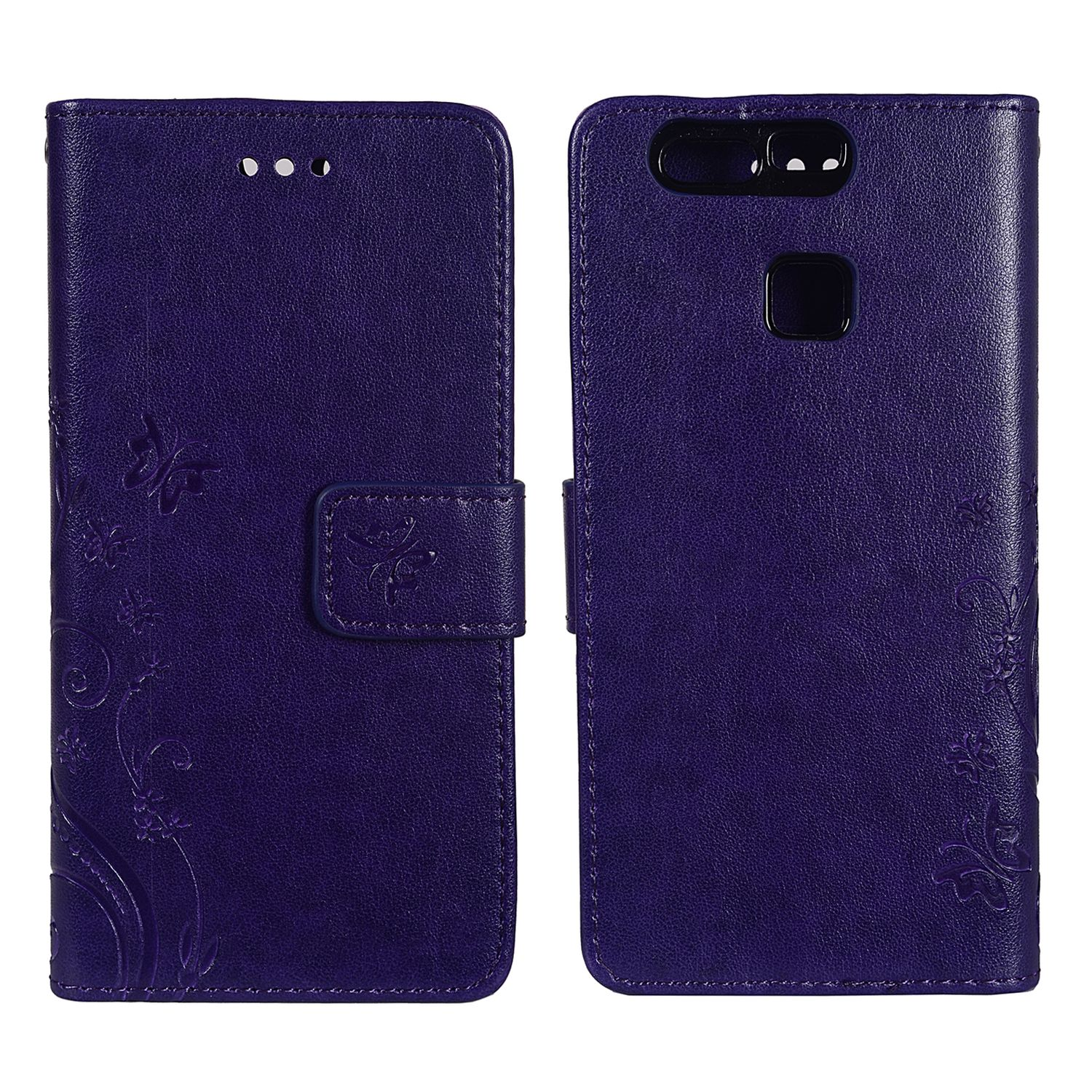 Huawei, Handyhülle, KÖNIG Bookcover, DESIGN Violett P9,