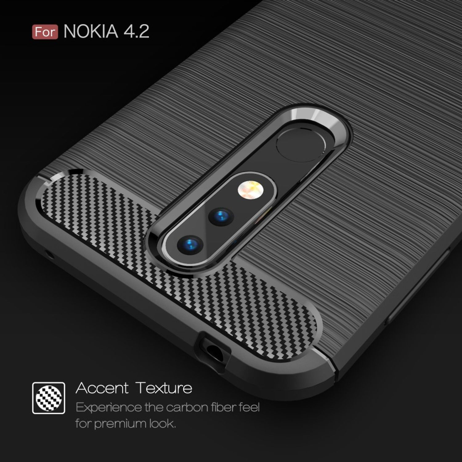 Carbon Backcover, Nokia, DESIGN Grau Optik, Handyhülle KÖNIG 4.2,