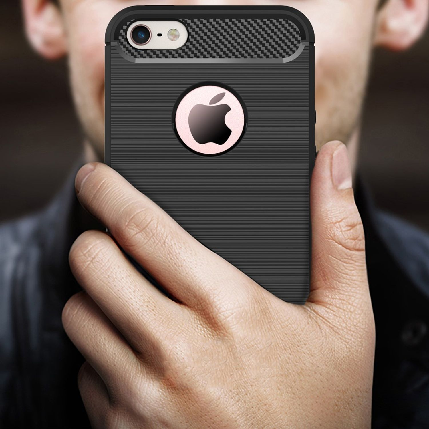 KÖNIG DESIGN Handyhülle Carbon Optik, iPhone 5s, 5 Backcover, Apple, Grau 