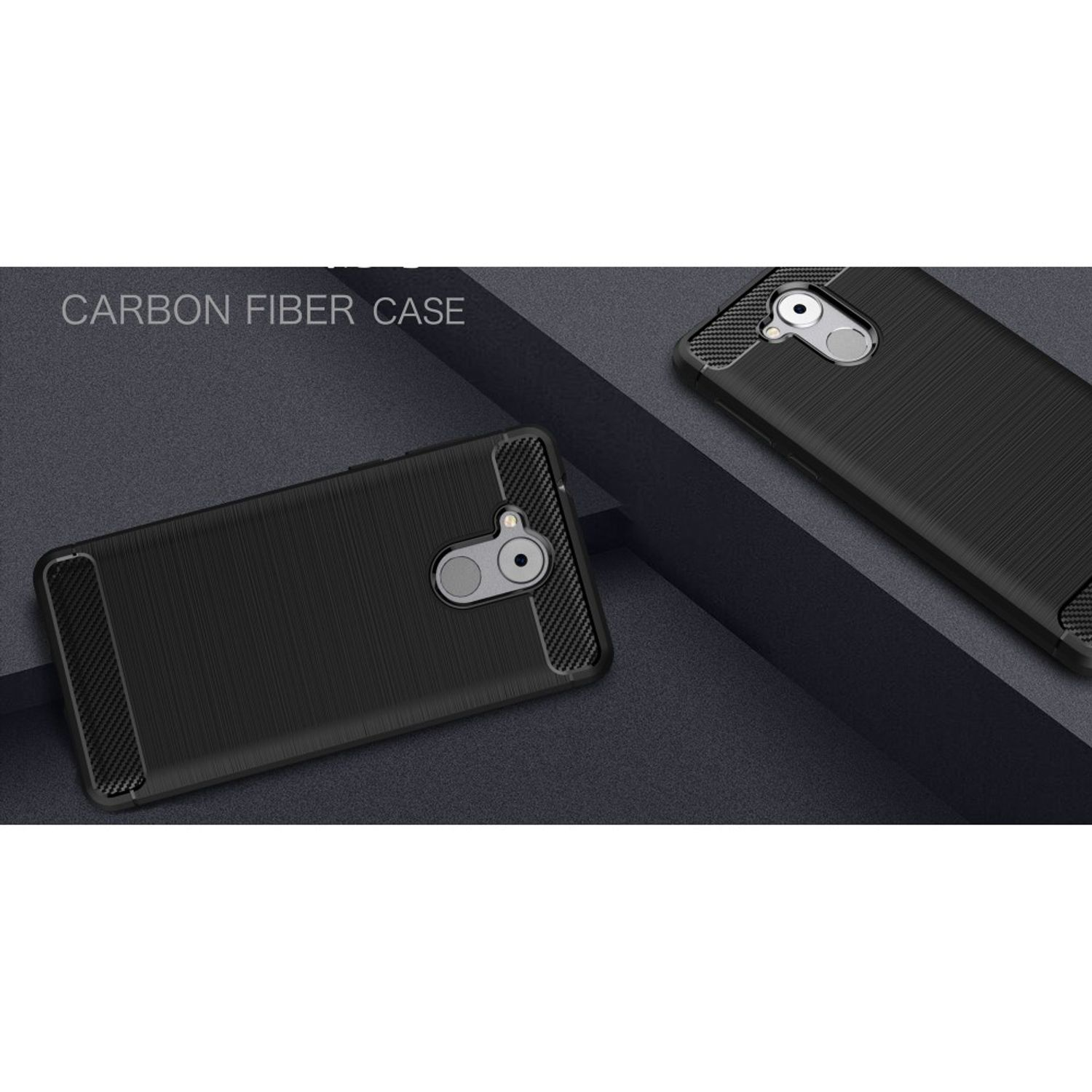Carbon Blau Backcover, Huawei, DESIGN Handyhülle Optik, Enjoy 6s, KÖNIG