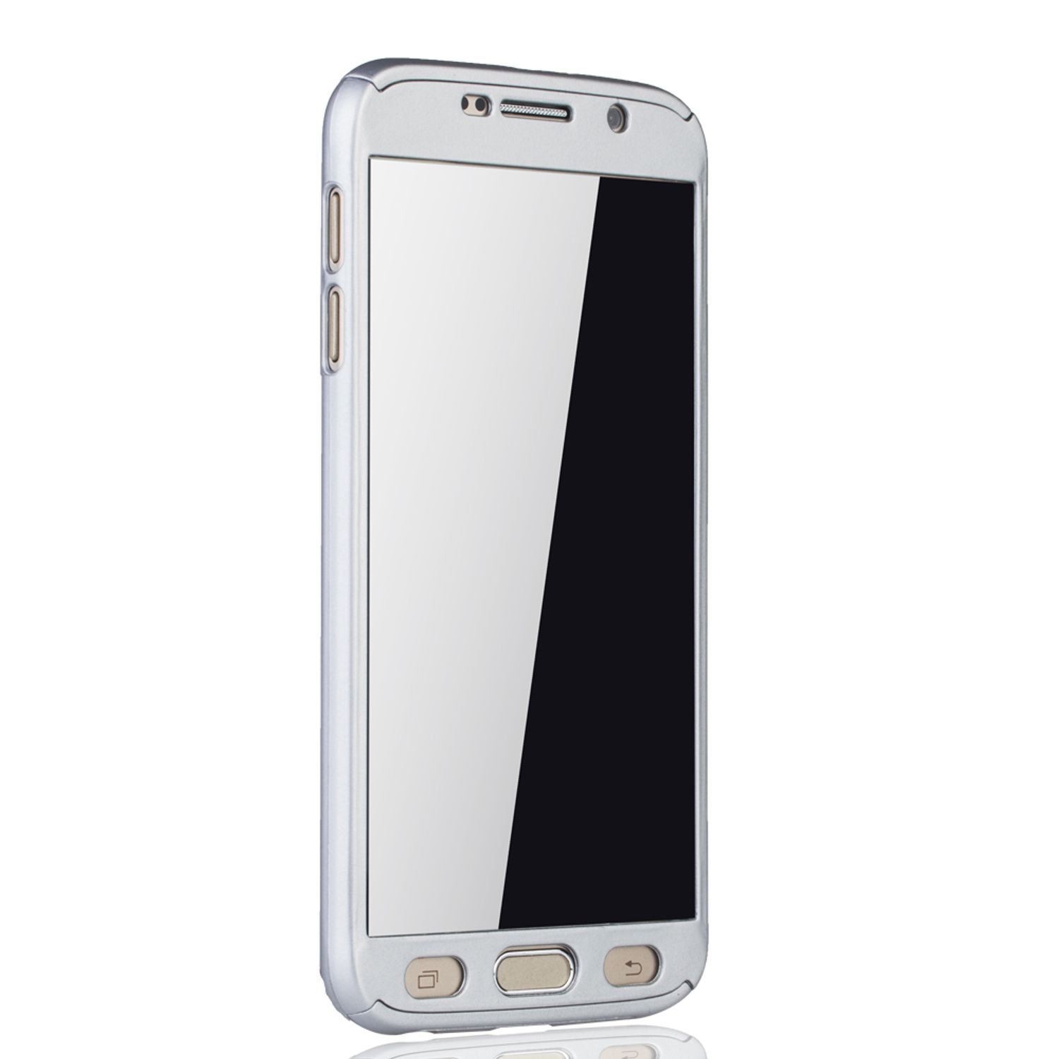 S6, 360 Galaxy Cover, Schutz, Silber KÖNIG Grad Samsung, DESIGN Handyhülle Full