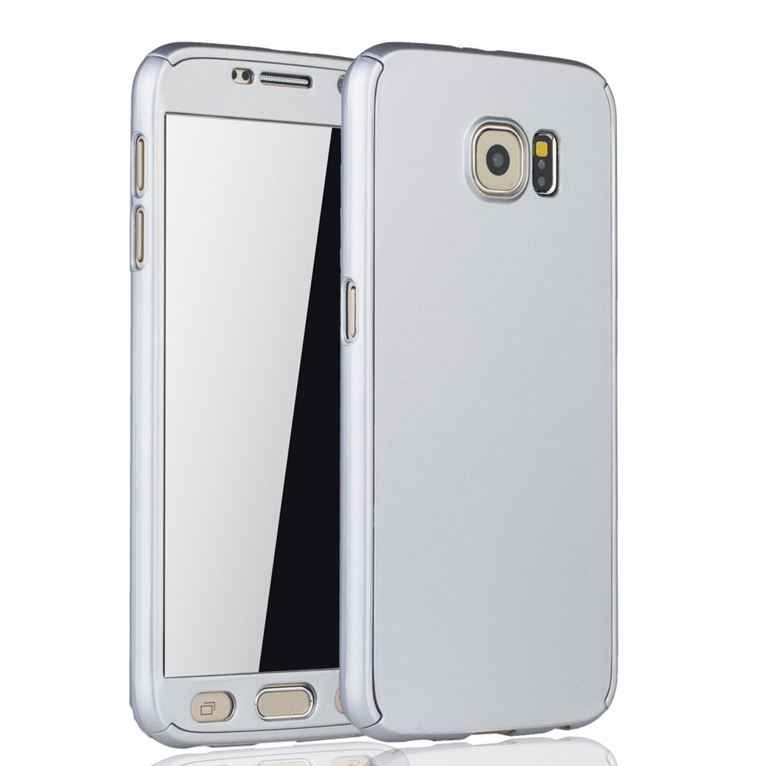 S6, 360 Galaxy Cover, Schutz, Silber KÖNIG Grad Samsung, DESIGN Handyhülle Full