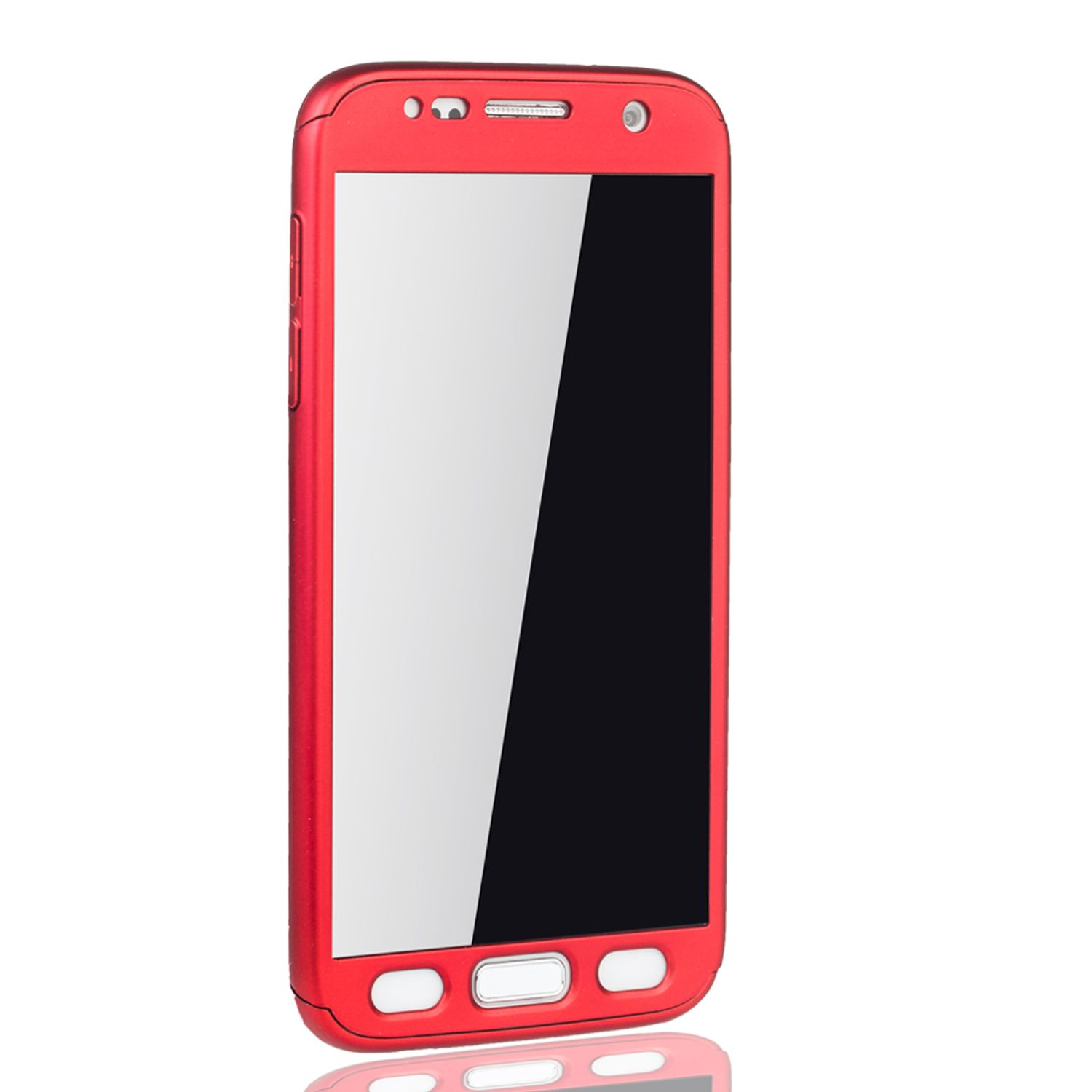 KÖNIG DESIGN Handyhülle Rot Cover, Grad Schutz, S7, Full Samsung, Galaxy 360