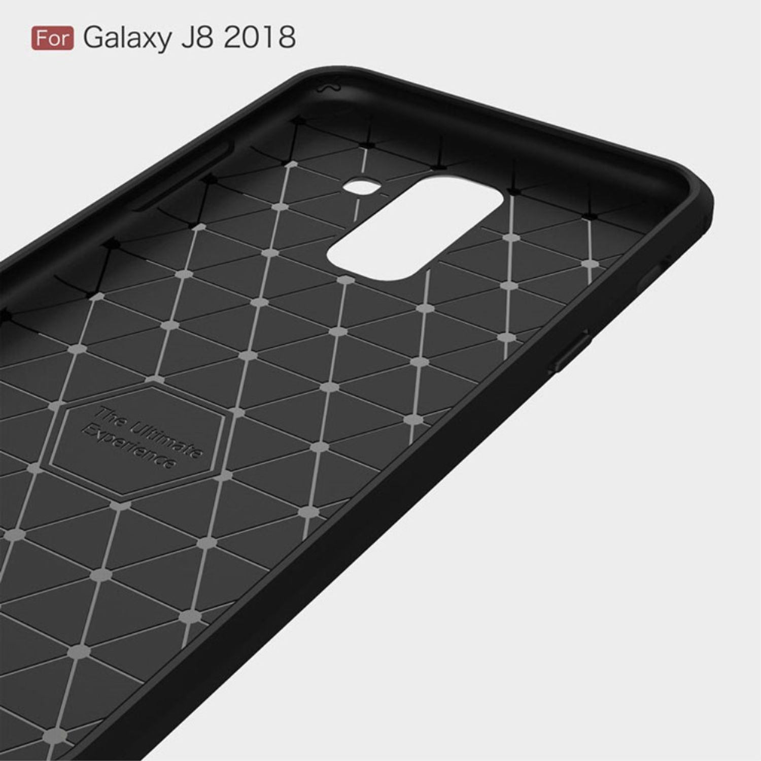 Schwarz Optik, J8 Galaxy DESIGN (2018), Handyhülle KÖNIG Carbon Backcover, Samsung,