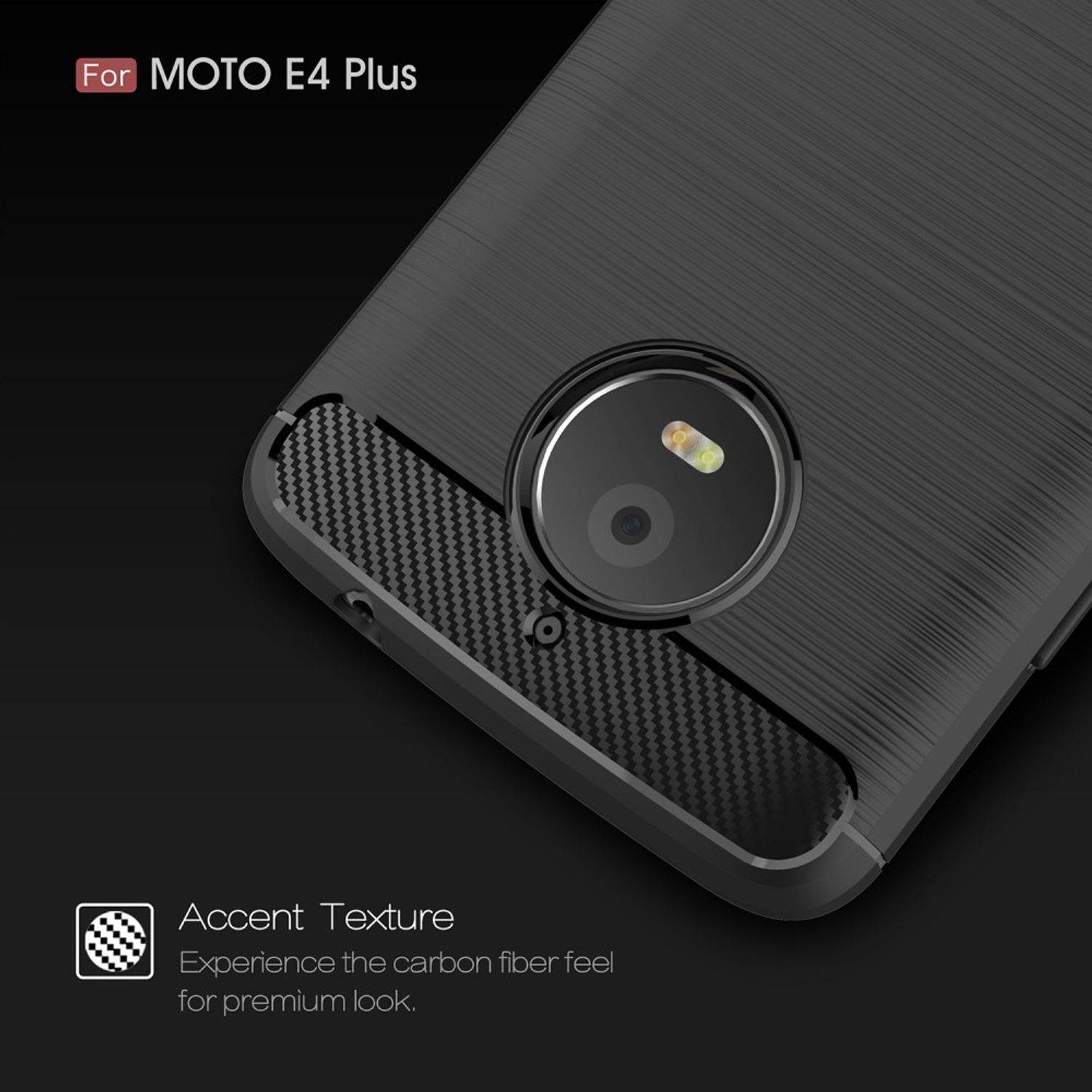 KÖNIG DESIGN Handyhülle Carbon Moto Grau Motorola, Optik, Backcover, Plus, E4
