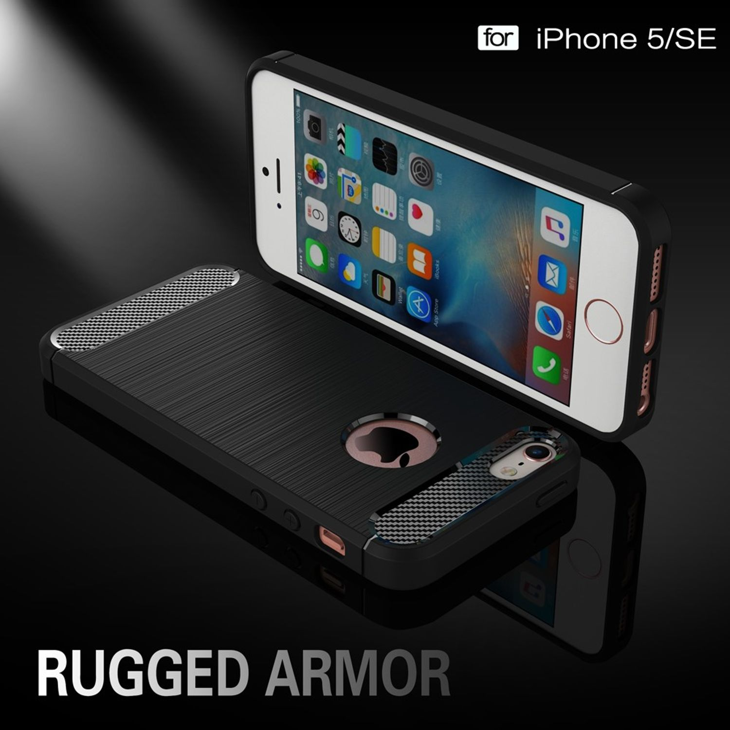 iPhone / Optik, 5 DESIGN Carbon Grau Apple, Handyhülle KÖNIG Backcover, 5s,