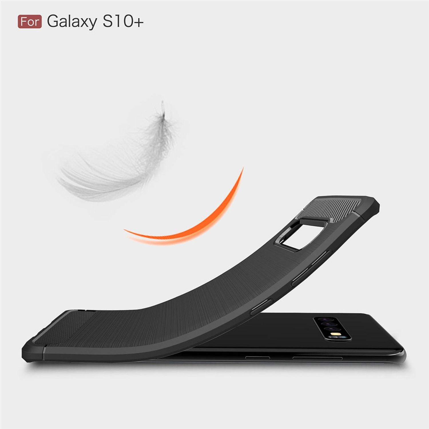 S10 Samsung, KÖNIG Grau Backcover, Plus, Handyhülle Optik, DESIGN Galaxy Carbon