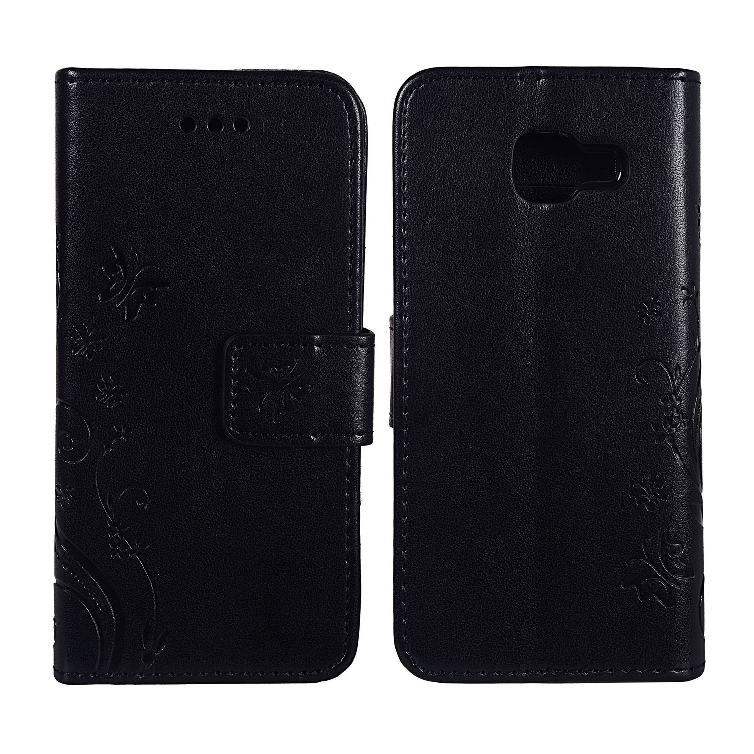 Schwarze Handyhülle mit strukturierter Rückseite. Anti-Rutsch- und Anti-Fingerabdruck-Symbole. Bürstentechnik mit perfekter Textur.