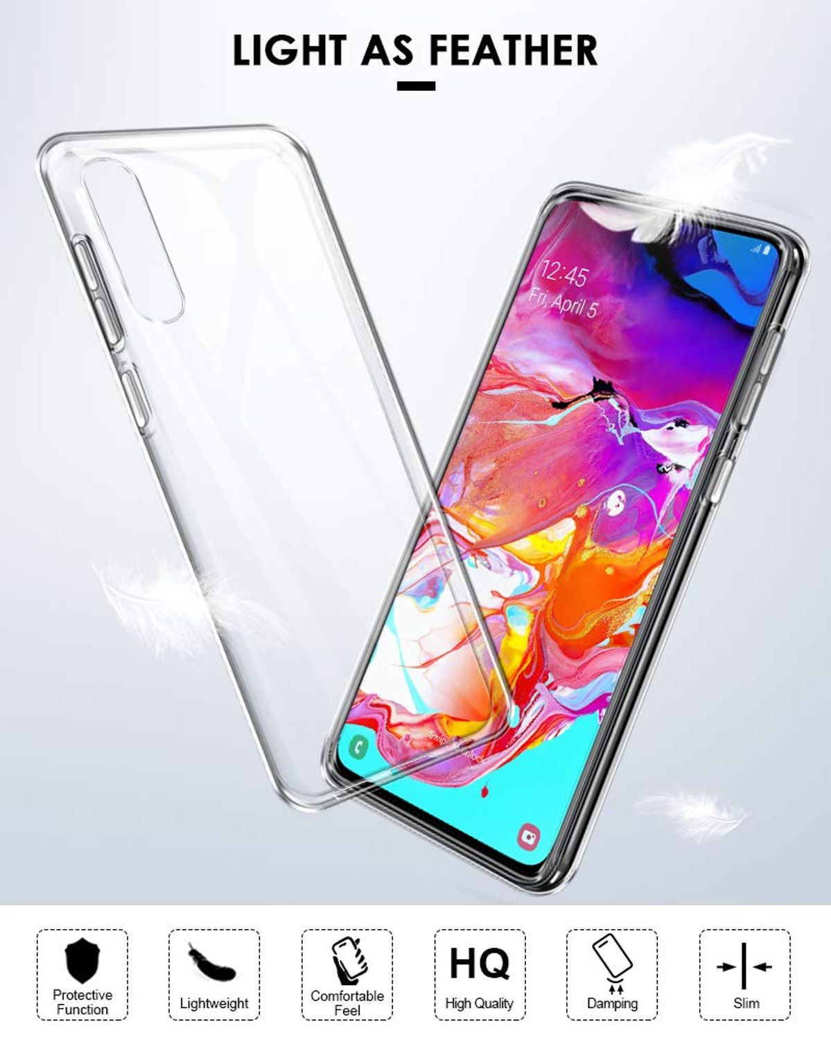 Samsung, Transparent Handyhülle KÖNIG Backcover, Dünn A70, Galaxy Ultra Bumper, DESIGN