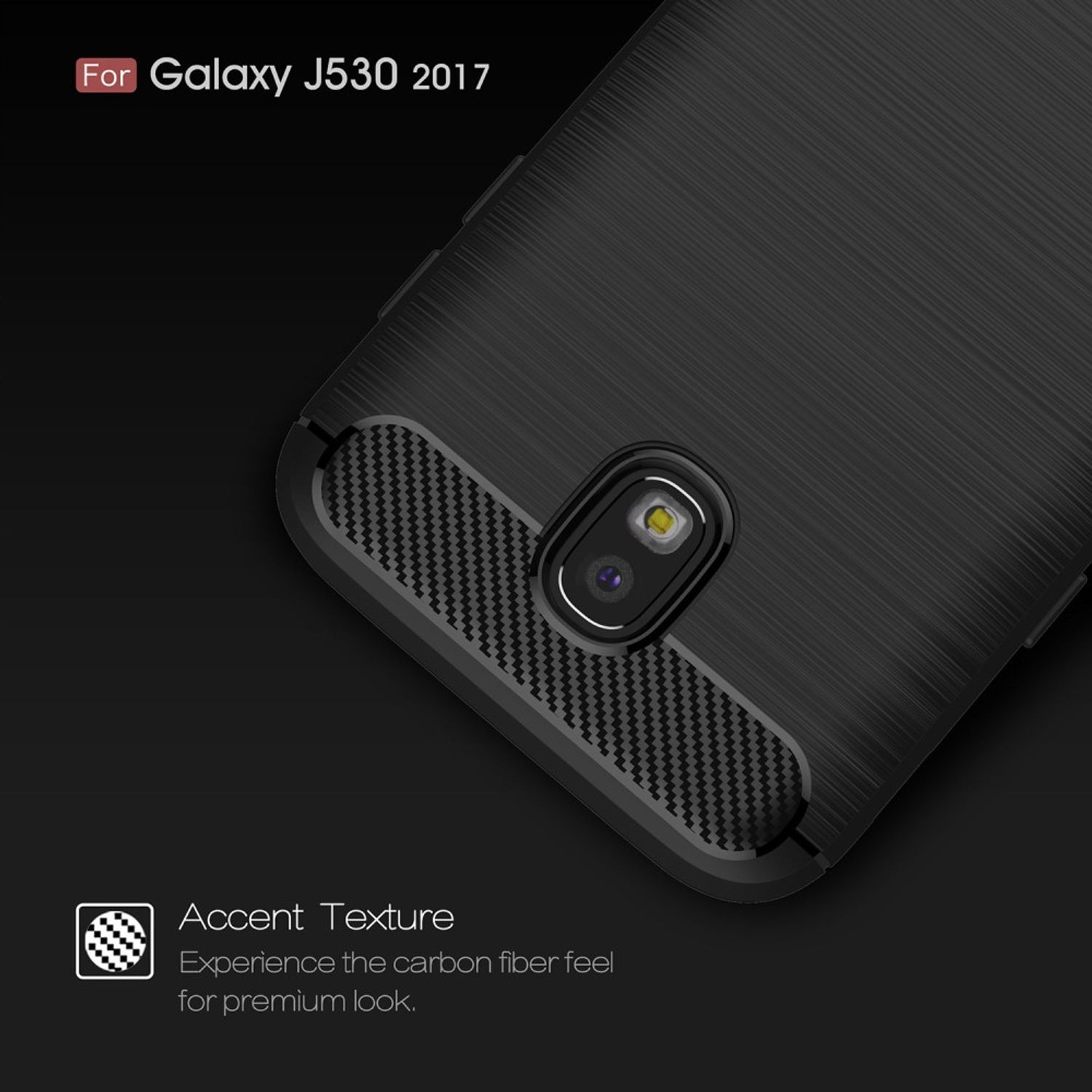 KÖNIG DESIGN Handyhülle Carbon Optik, Schwarz Galaxy Backcover, J5 (2017), Samsung
