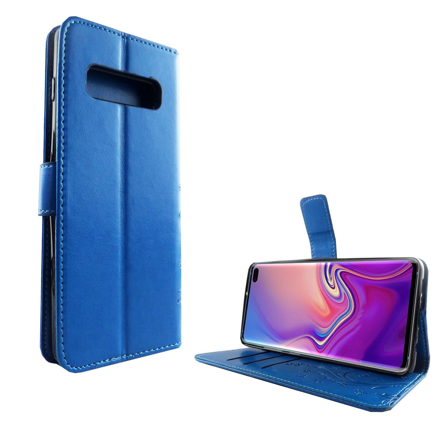 Samsung, DESIGN KÖNIG Bookcover, Plus, Galaxy Handyhülle, S10 Blau