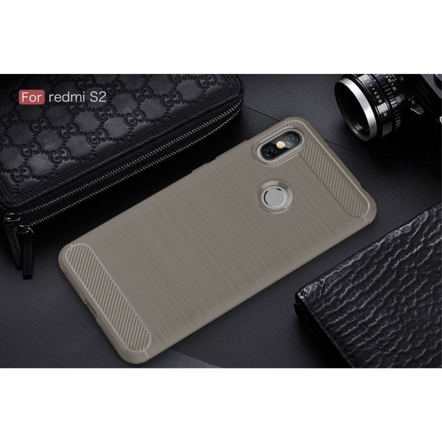 / Handyhülle Optik, Grau Xiaomi, Y2, KÖNIG Carbon S2 Backcover, Redmi DESIGN