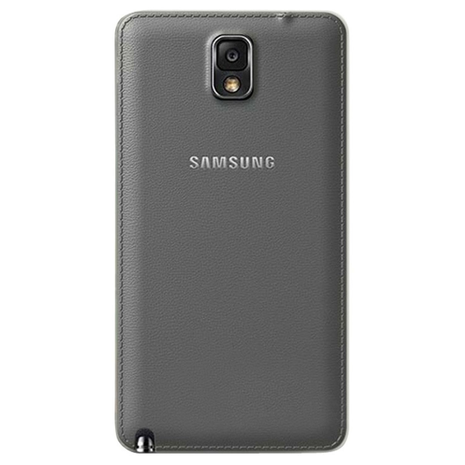 Graue Handyhülle mit Samsung-Logo. Rückseite des Telefons sichtbar.