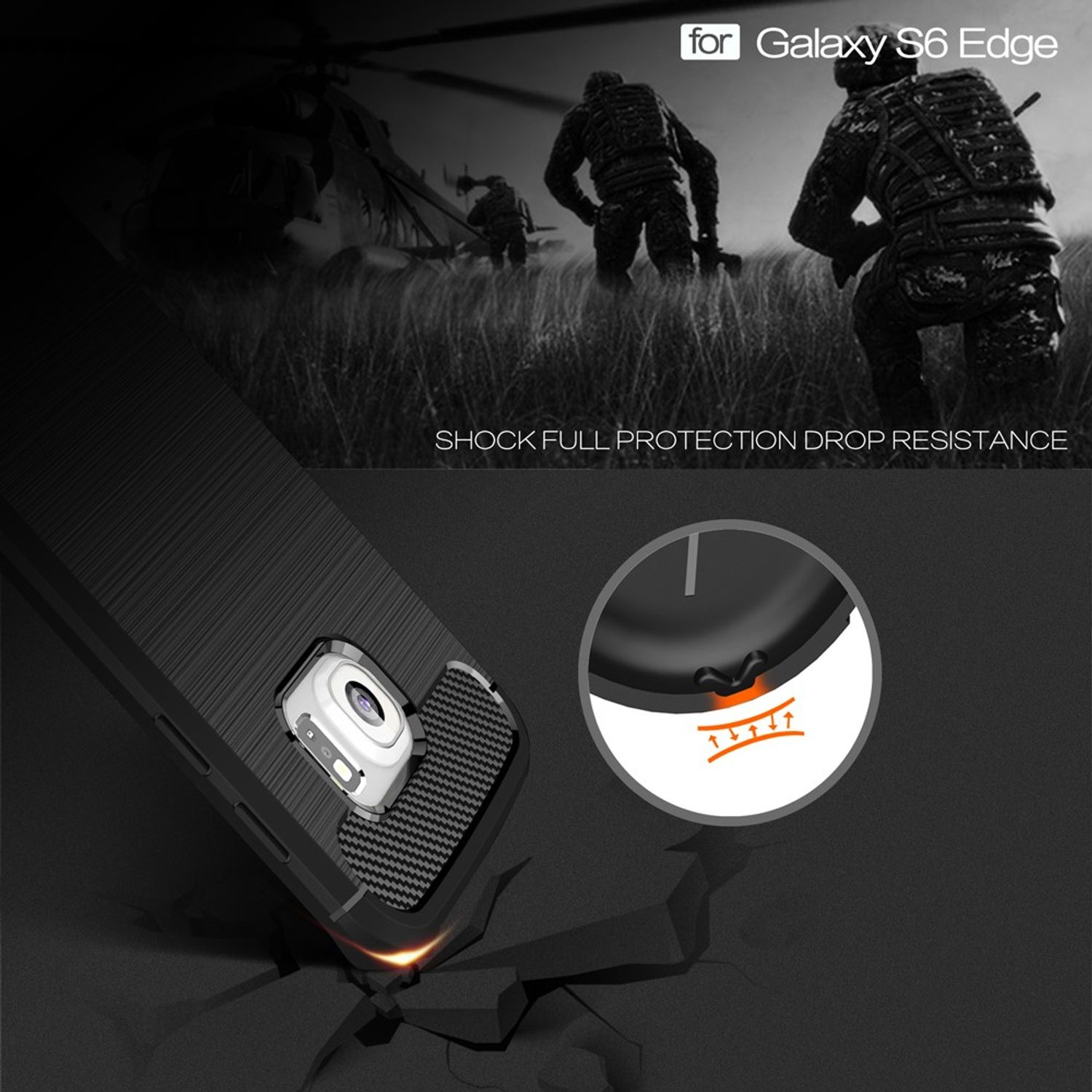 KÖNIG DESIGN Handyhülle Carbon Optik, Galaxy Edge, Backcover, Samsung, Grau S6
