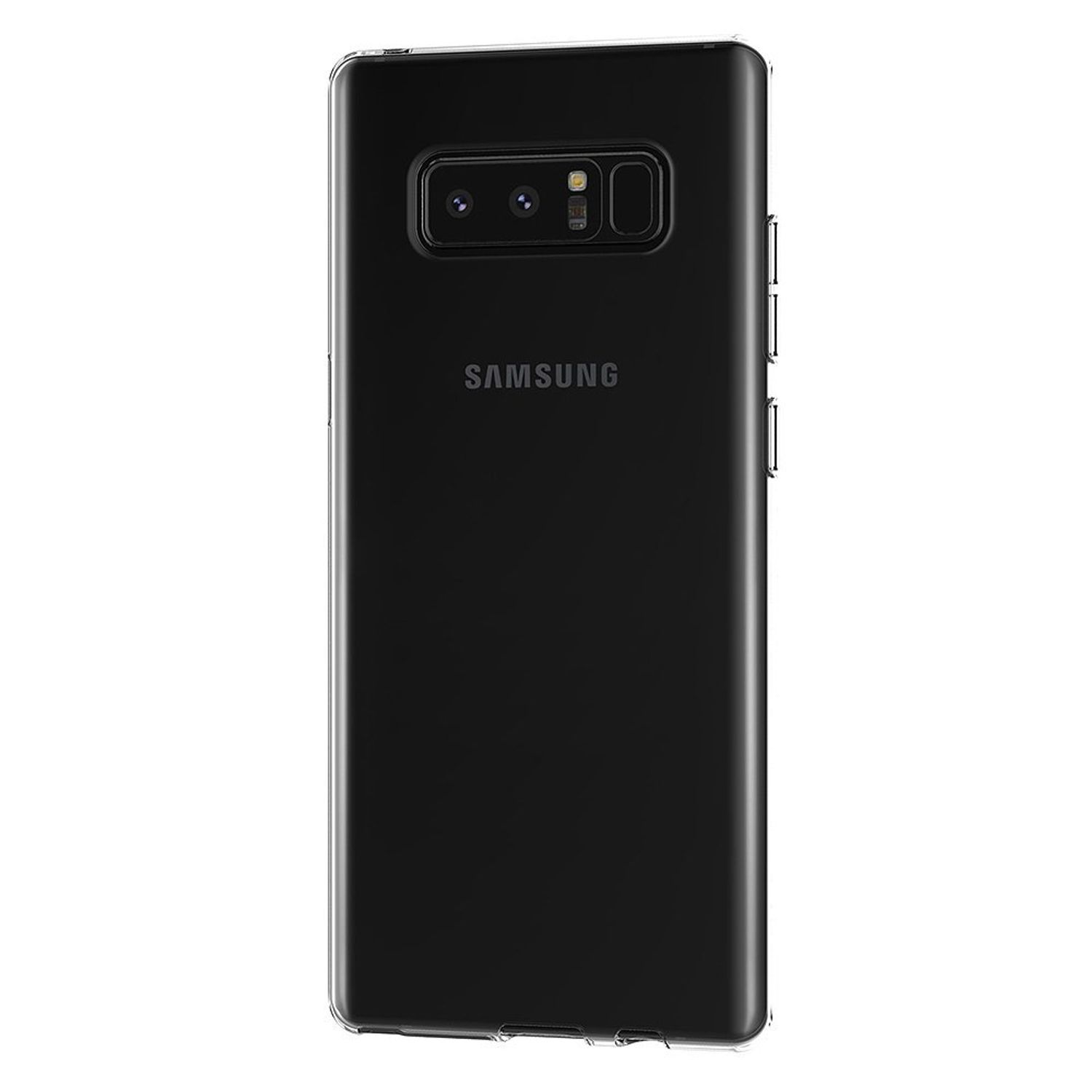 Schwarzes Telefon, Rückansicht mit Kamera, Samsung-Logo.