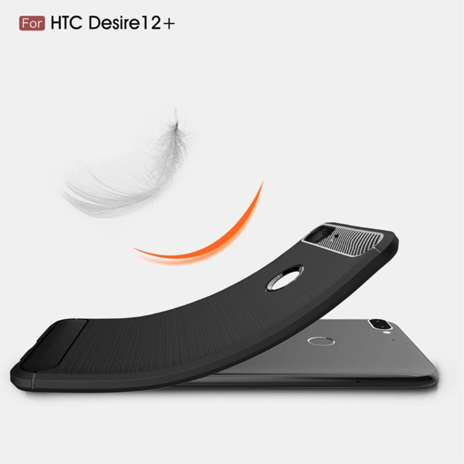Desire 12 Backcover, Handyhülle HTC, Plus, Schwarz DESIGN Optik, Carbon KÖNIG
