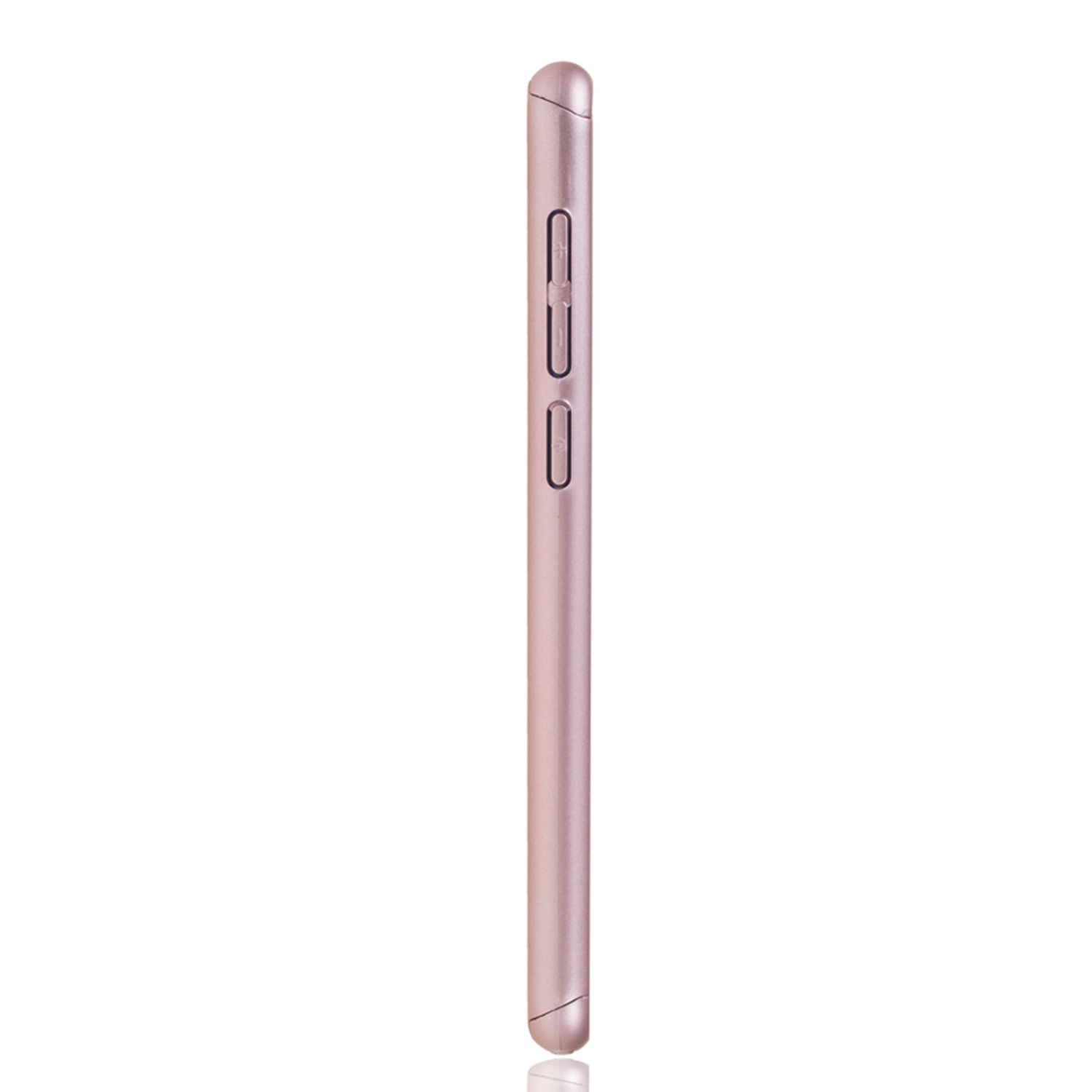 Nahaufnahme der Seite eines rosa Telefons mit Knöpfen.