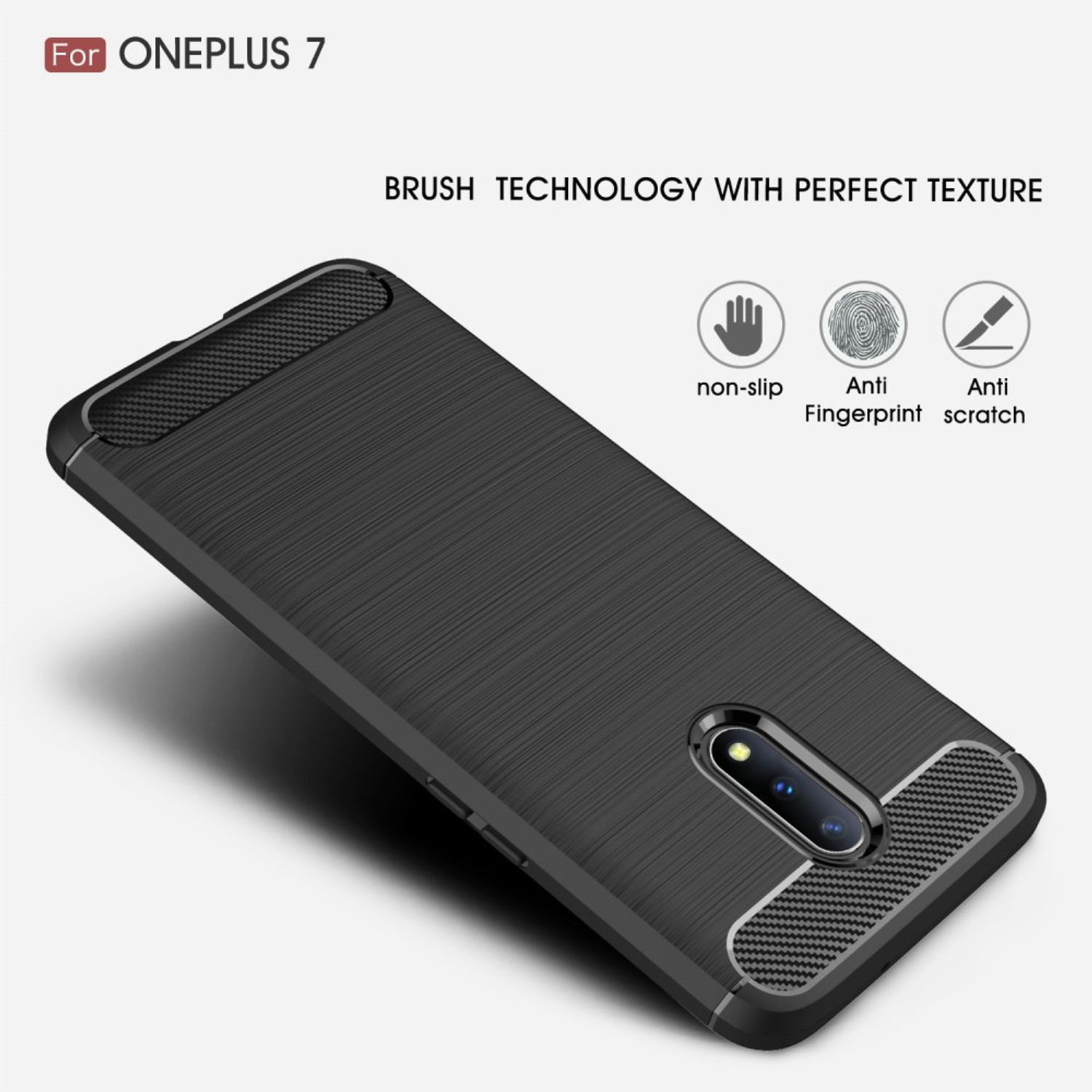 KÖNIG DESIGN Optik, OnePlus, Grau Backcover, 7, Handyhülle Carbon