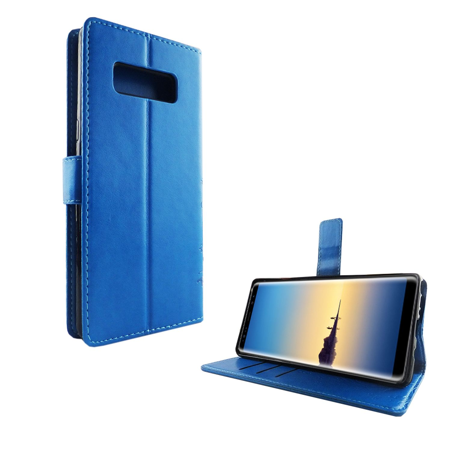KÖNIG DESIGN Schutzhülle, Galaxy Note 8, Blau Bookcover, Samsung