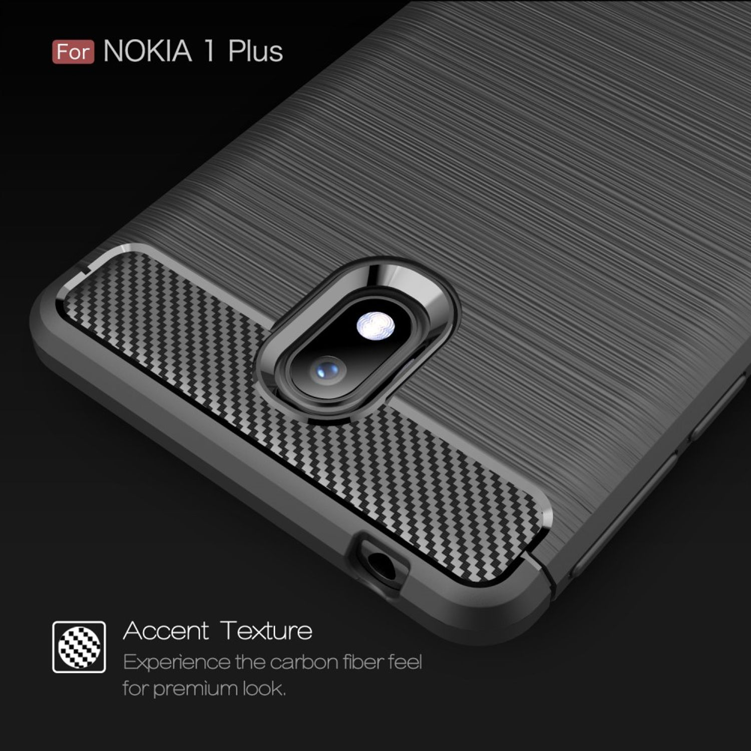 Backcover, Nokia, KÖNIG Optik, Plus, Handyhülle Carbon DESIGN Grau 1